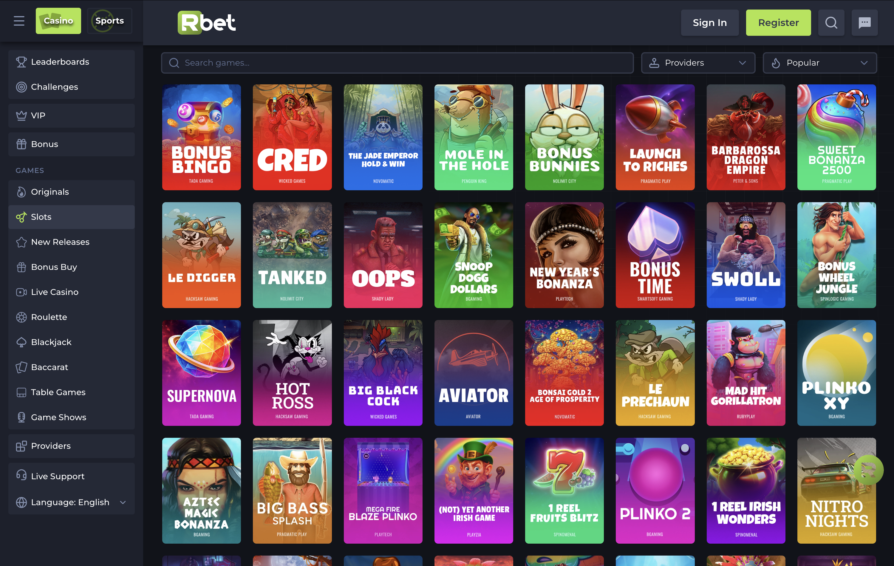Rbet Casino Games