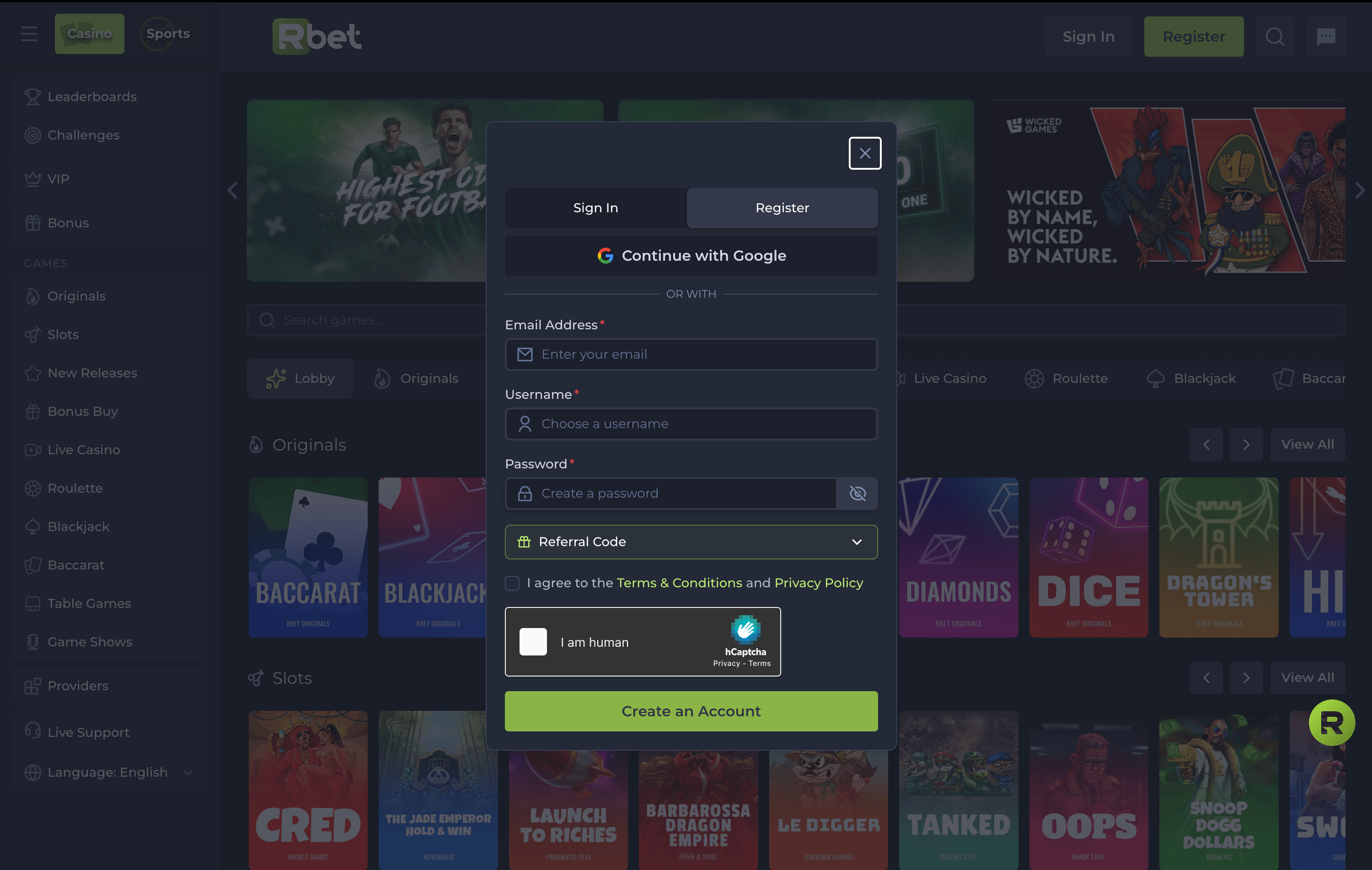 Rbet Casino Sign Up
