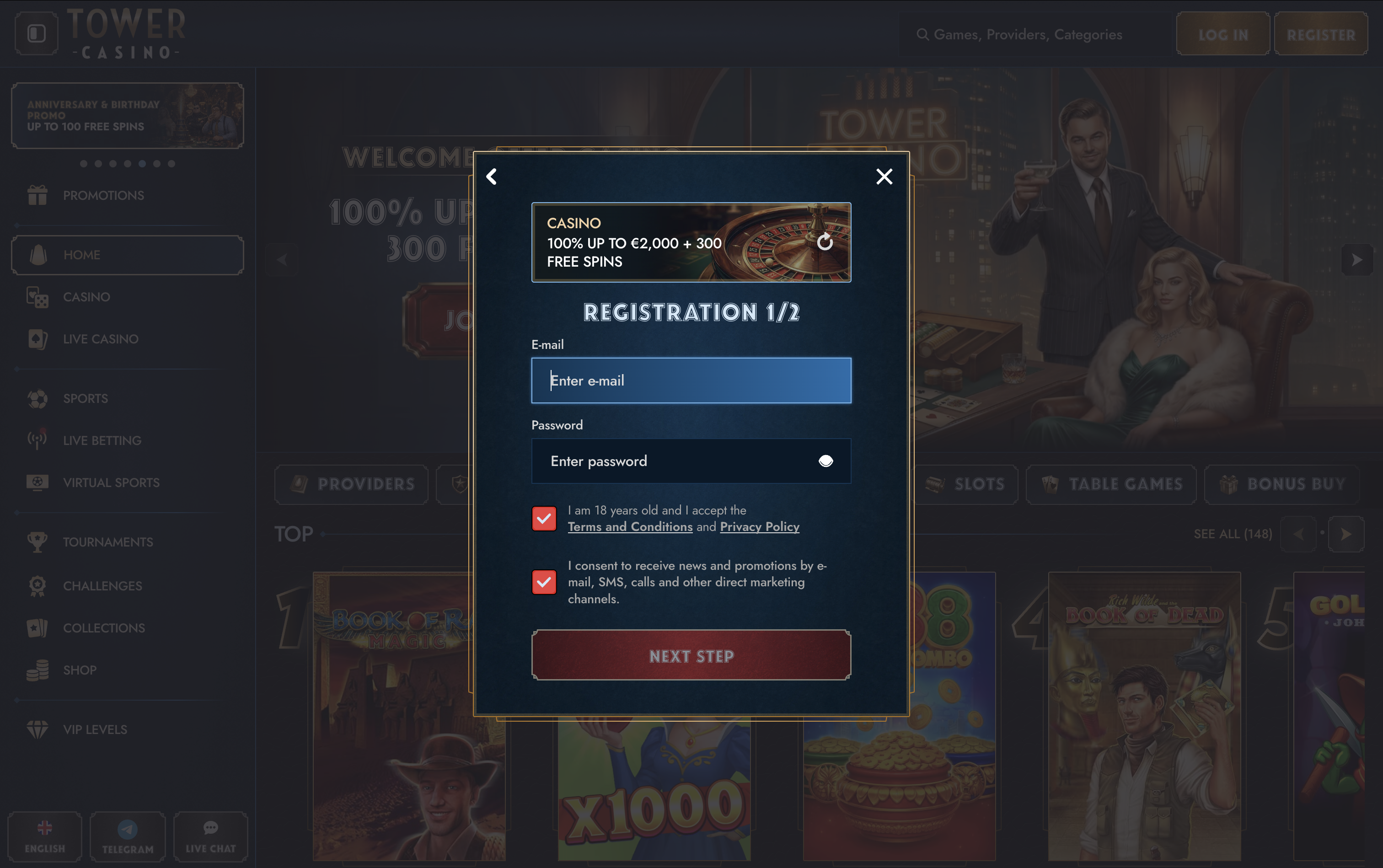 Tower Casino Sign Up