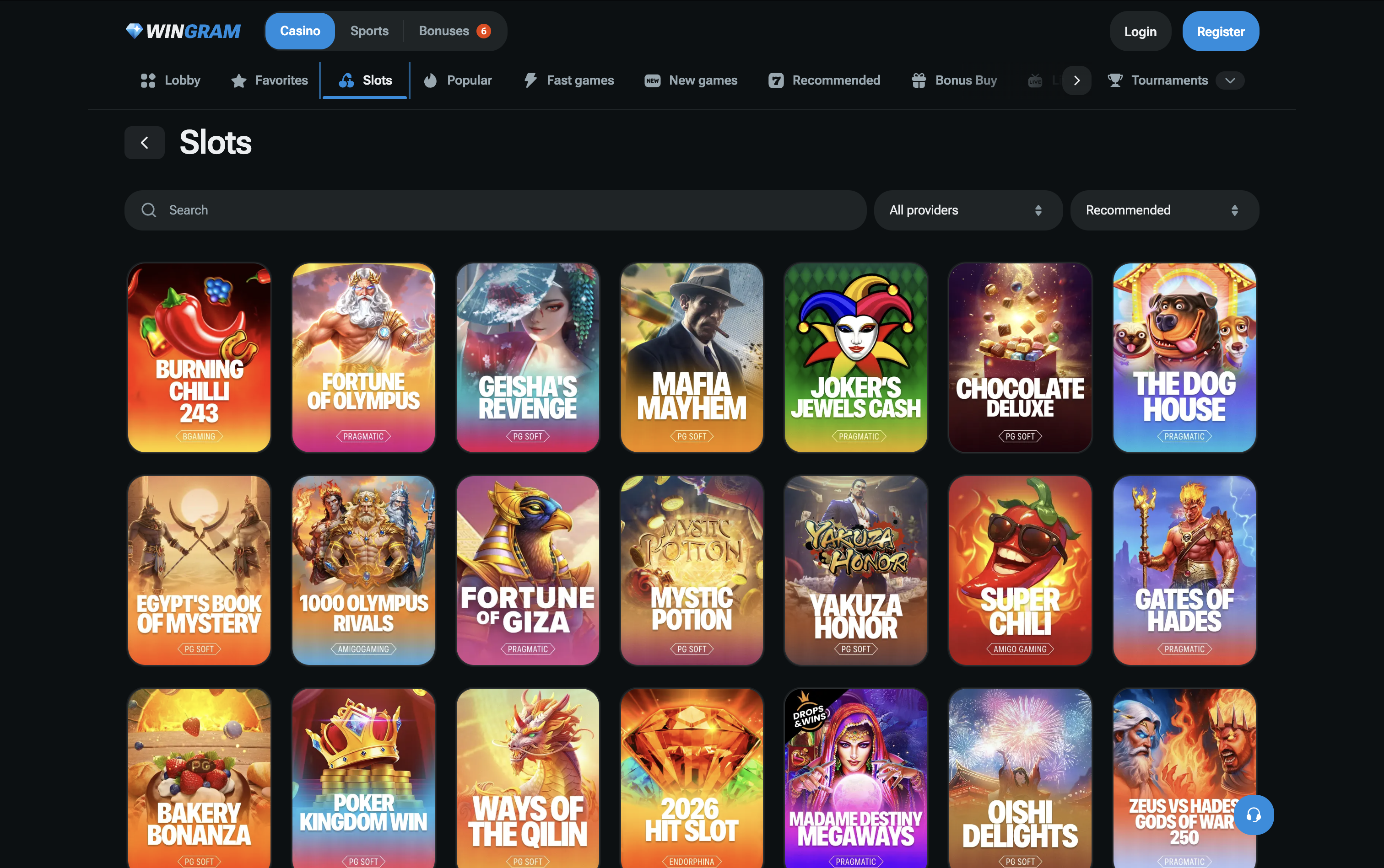 WinGram Casino Games