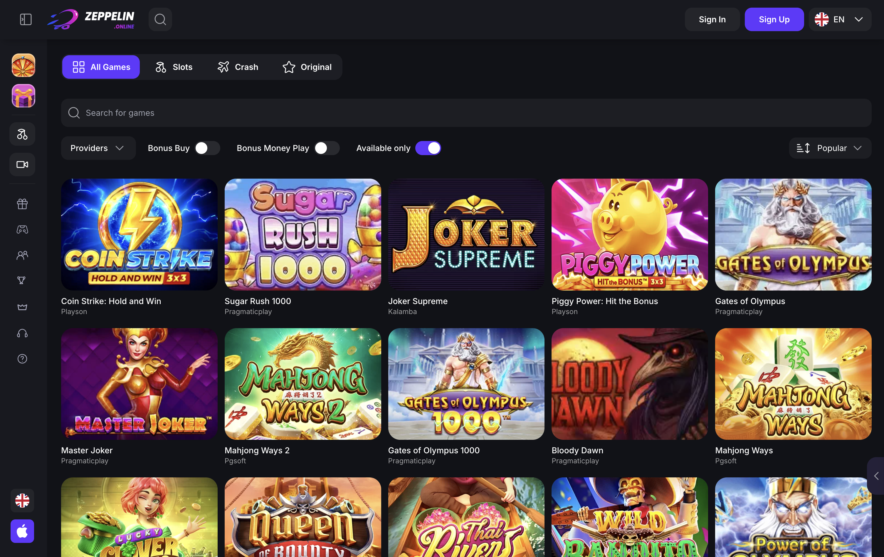 Zeppelin Casino Games