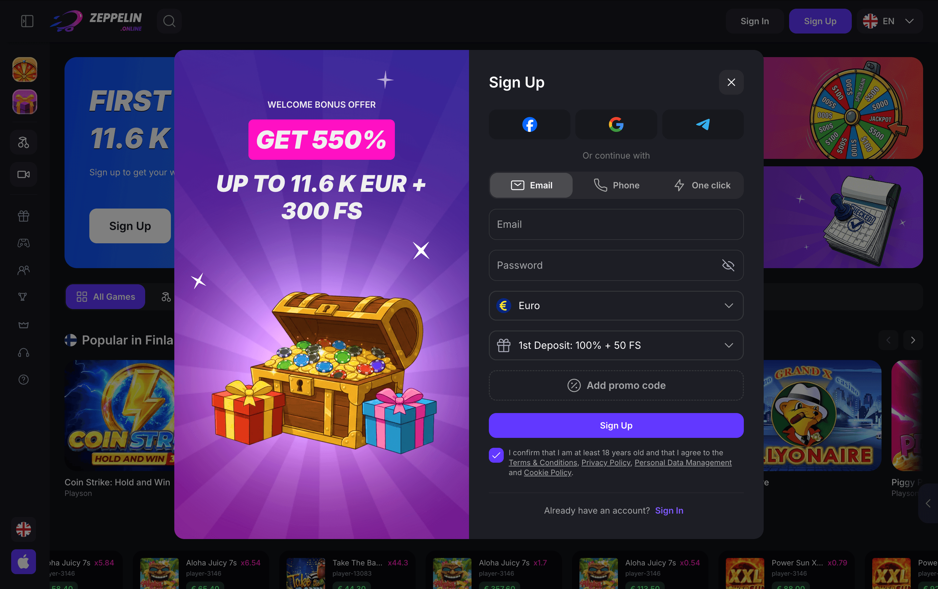 Zeppelin Casino Sign Up
