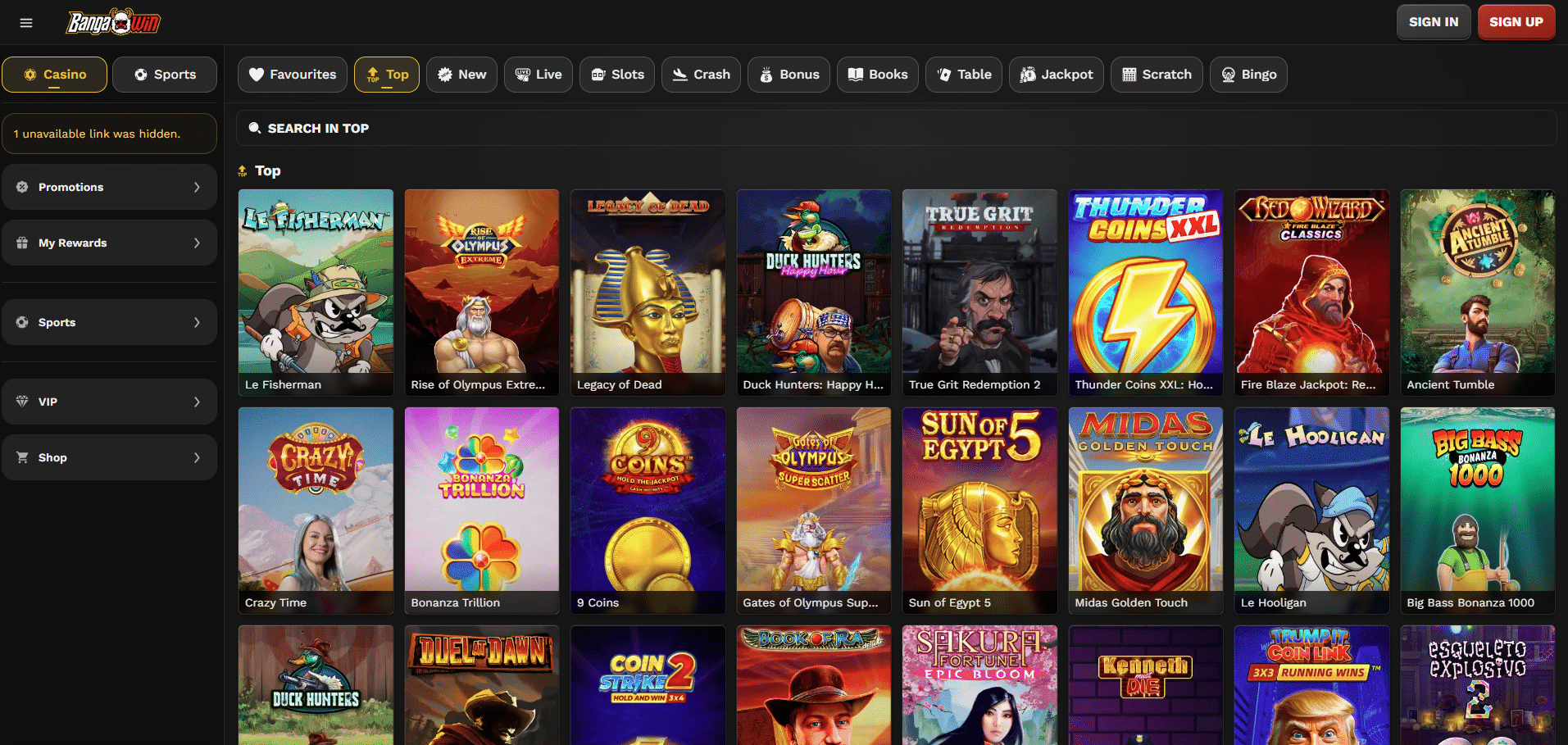 BangaWin Casino Games