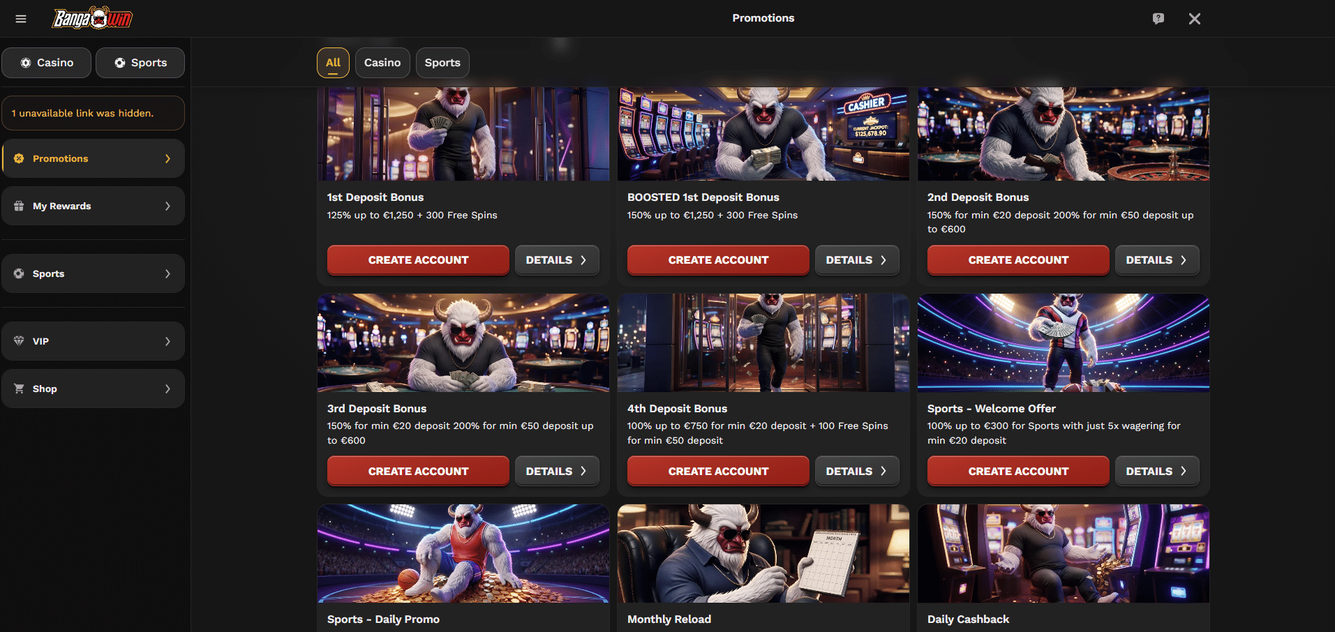 BangaWin Casino Promotions