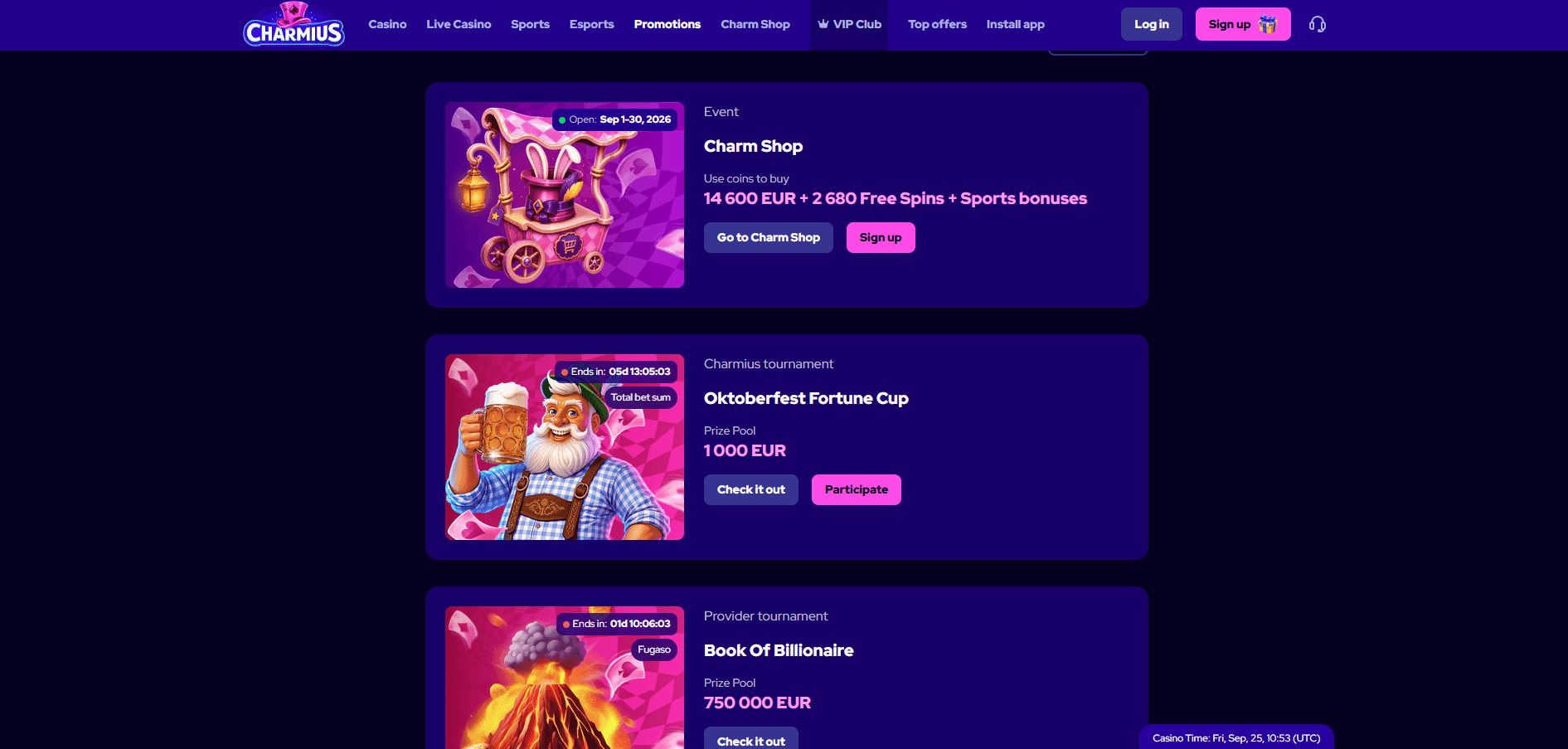 Charmius Casino Promotions