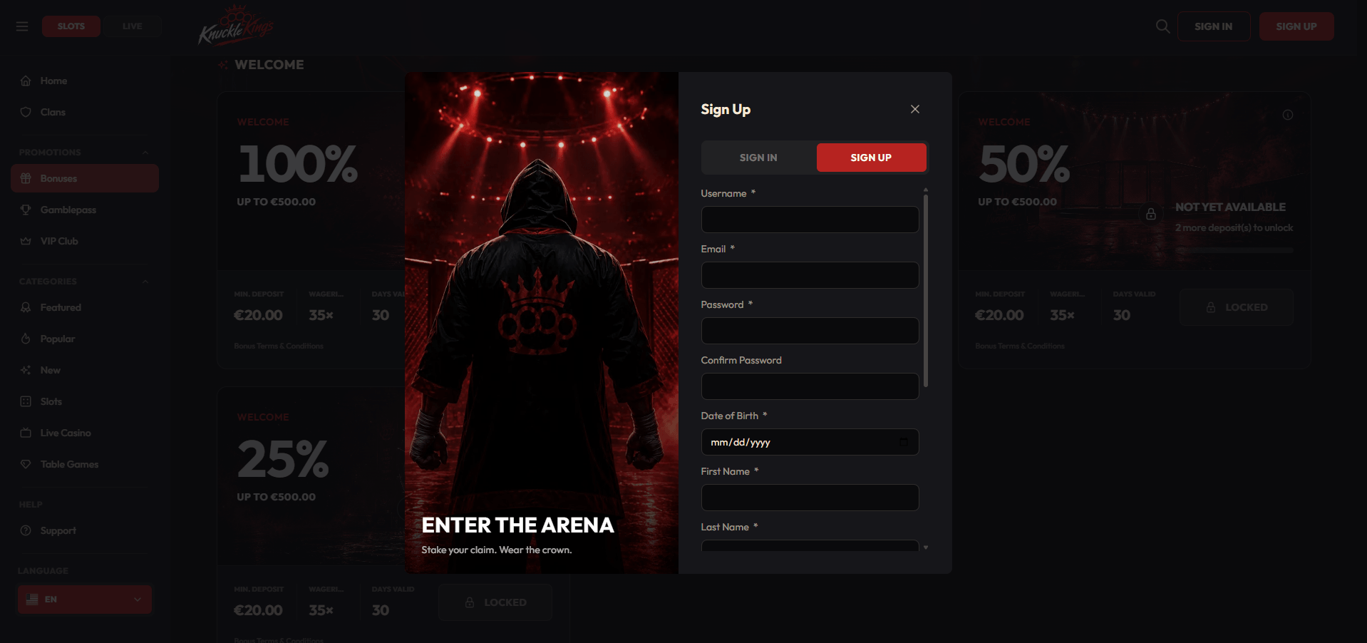 KnuckleKings Casino Sign Up