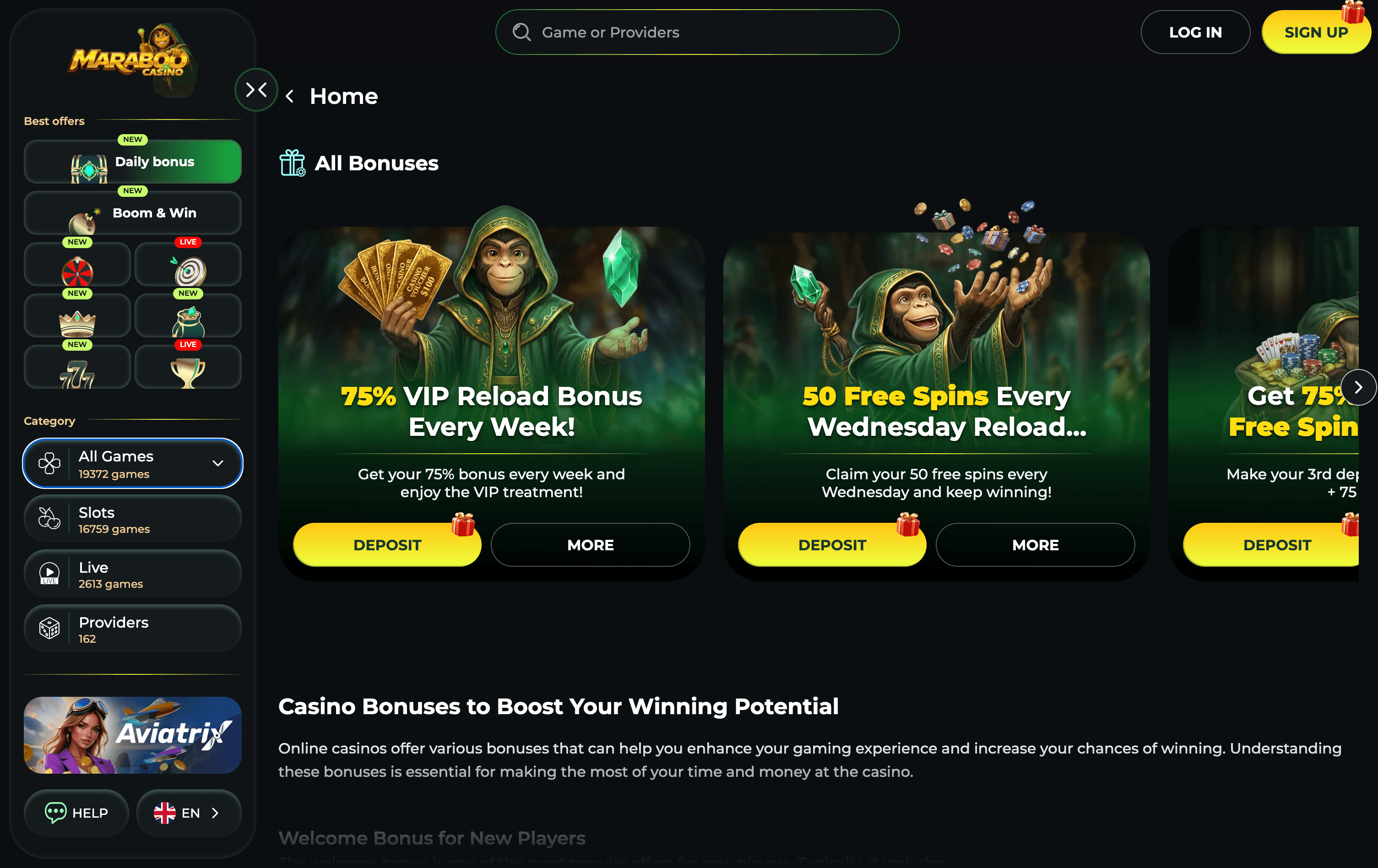 Maraboo Casino Bonuses