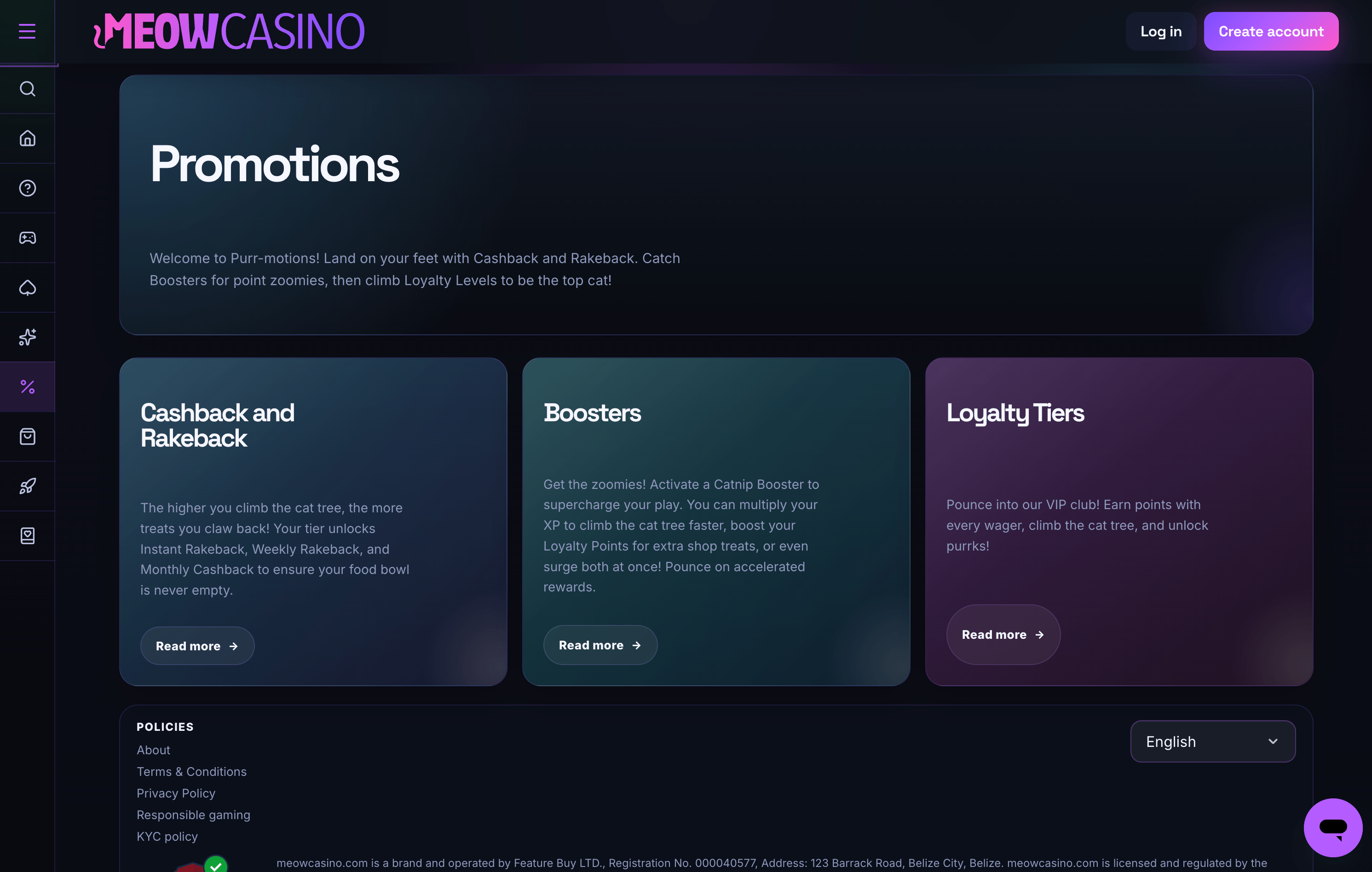 Meow Casino Bonuses
