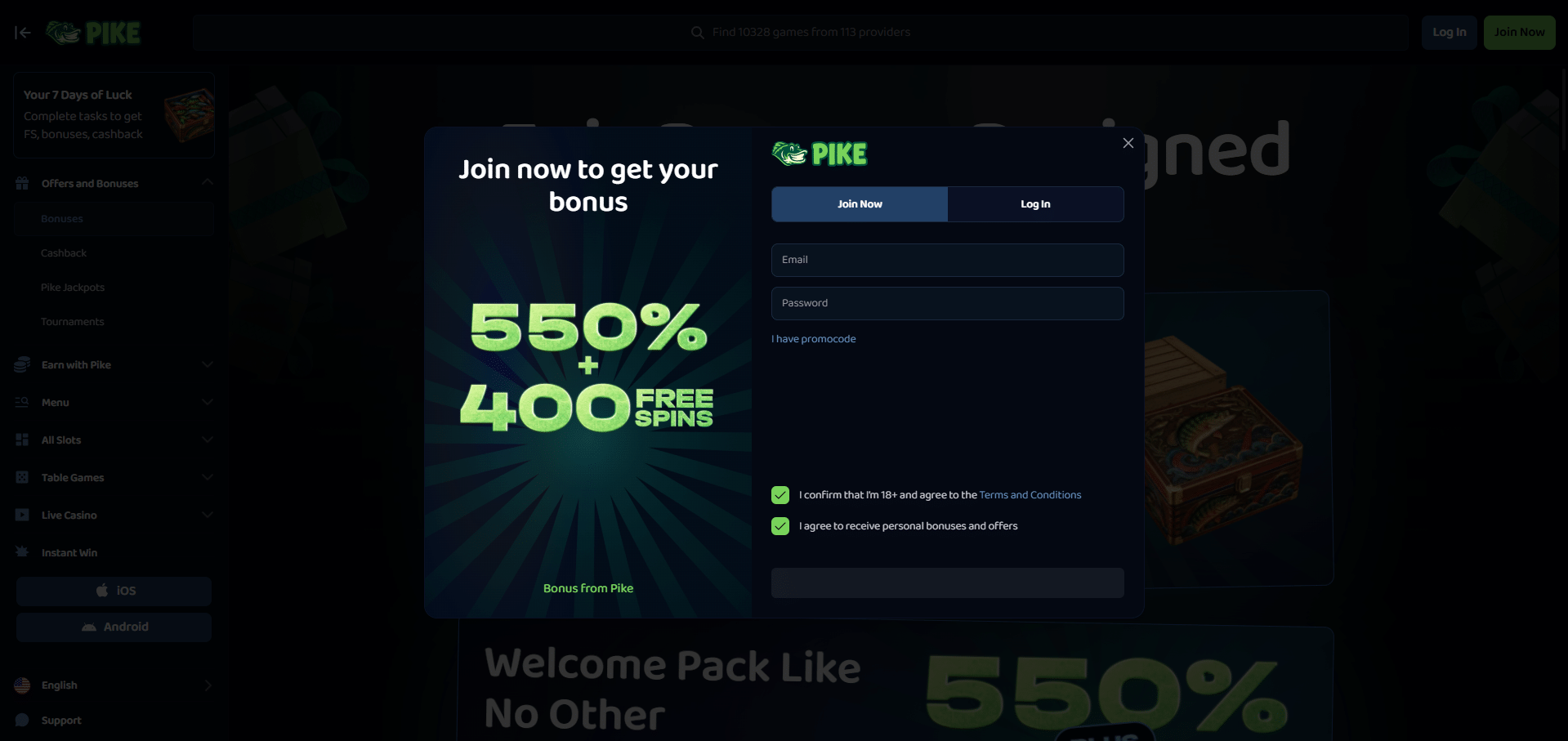 Pike Casino Sign Up