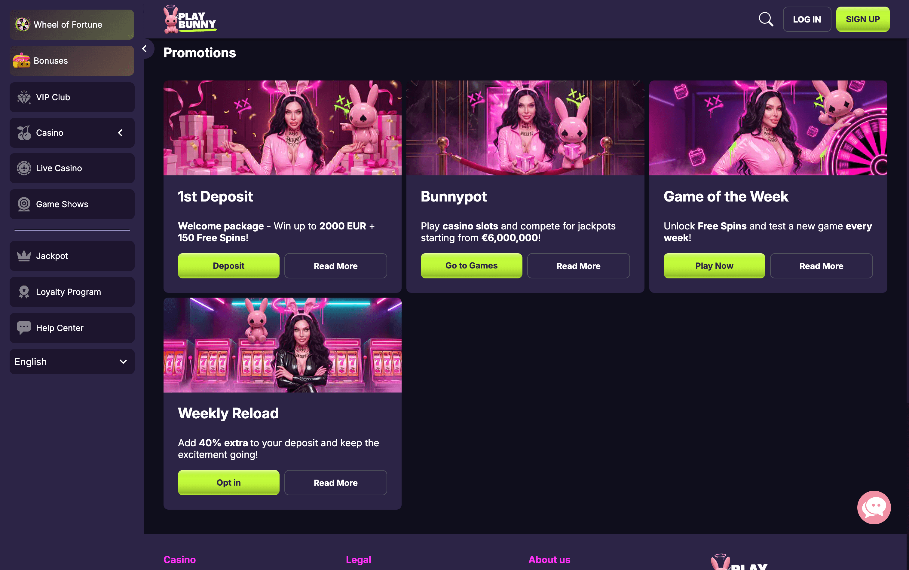 PlayBunny Casino Bonuses
