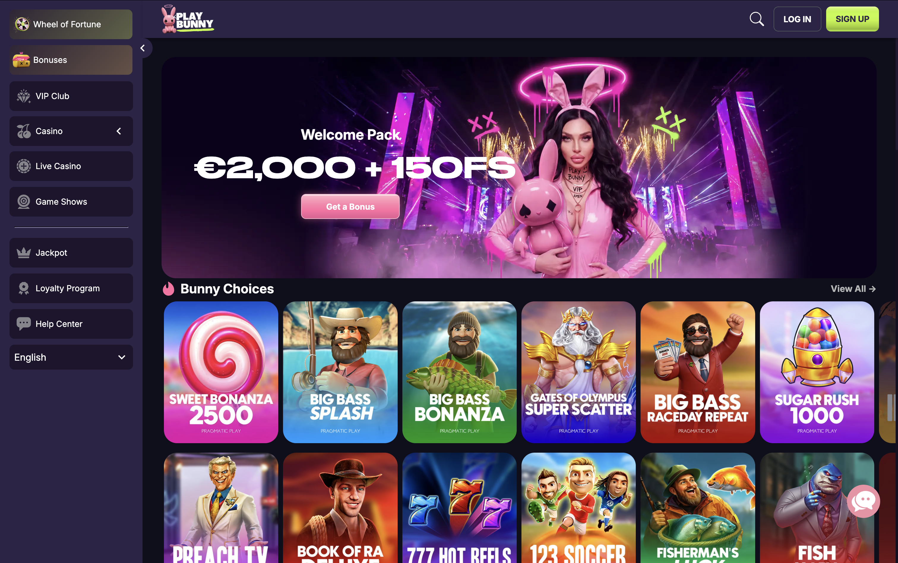 PlayBunny Casino Lobby
