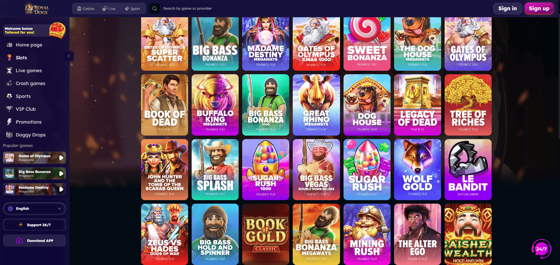 RoyalDogs Casino Games