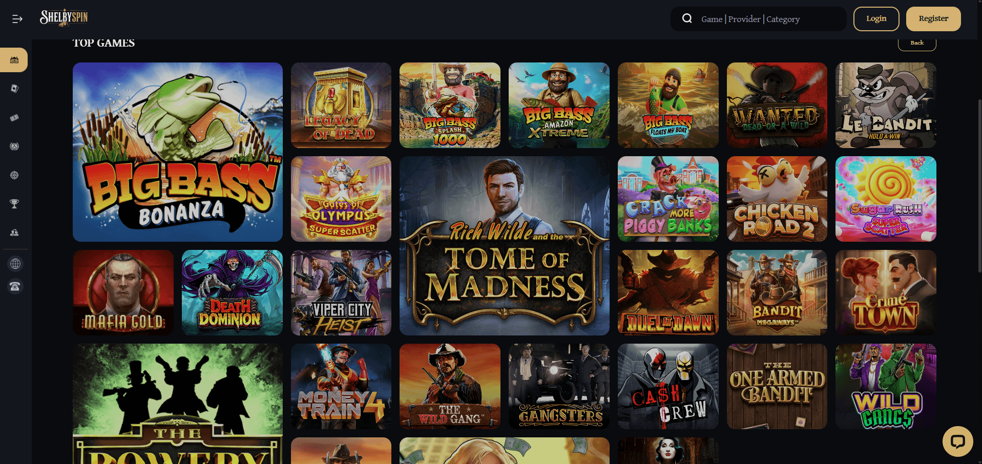ShelbySpin Casino Games