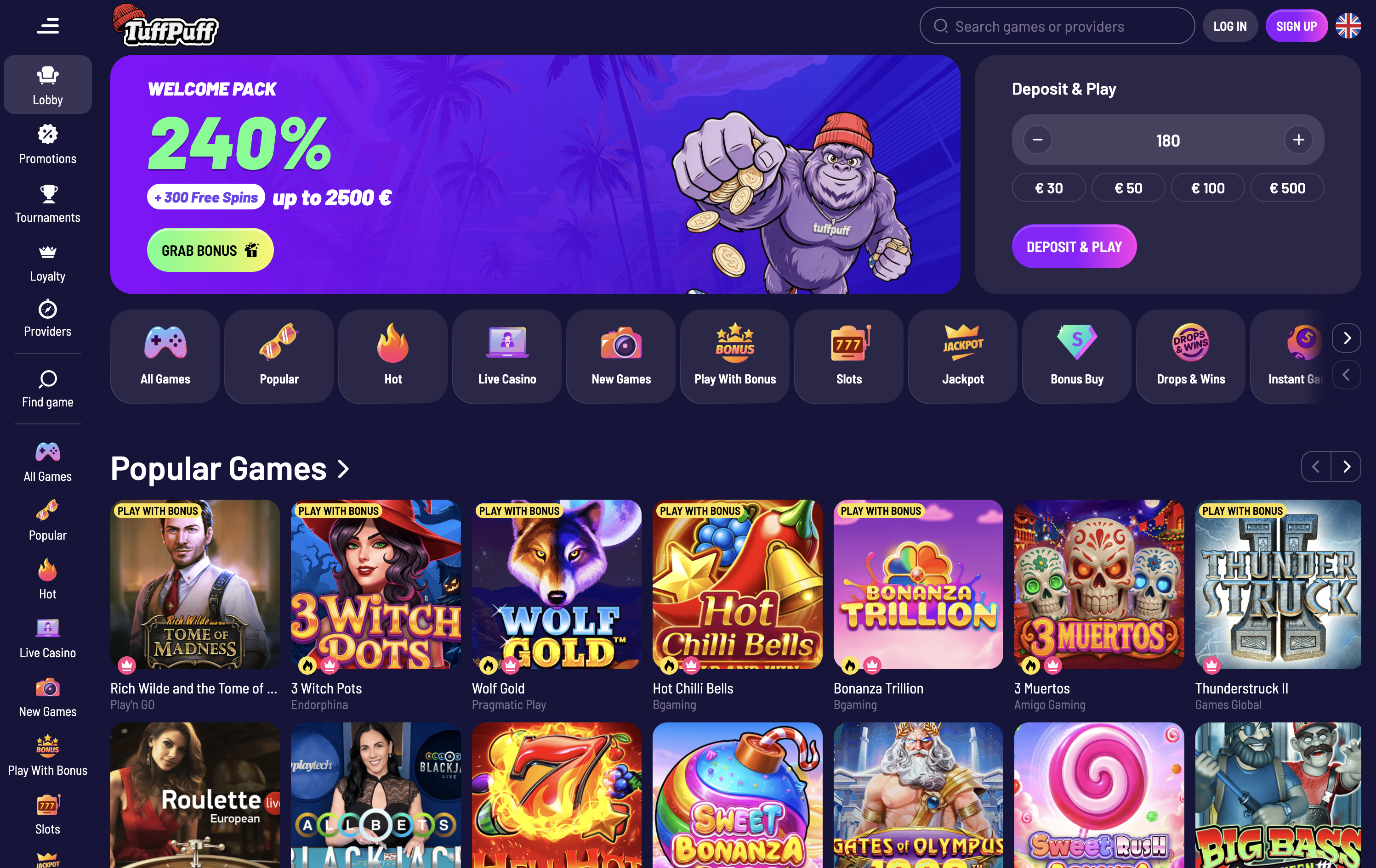 TuffPuff Casino Lobby