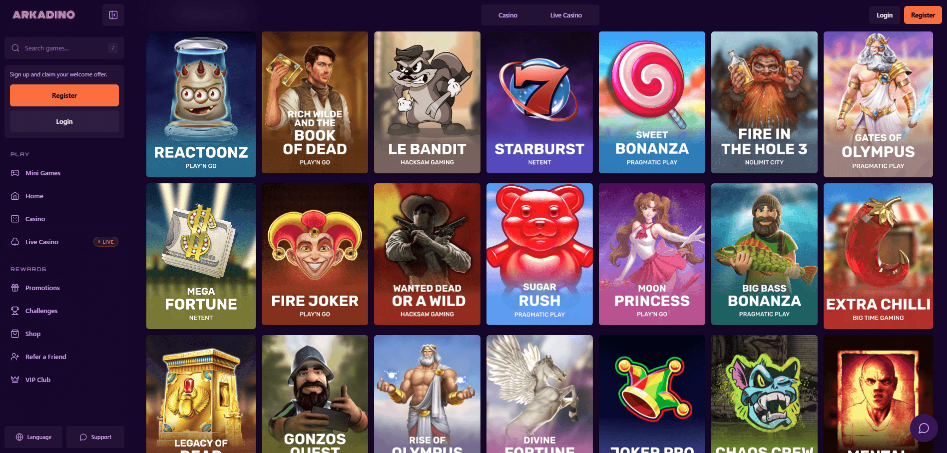 Arkadino Casino Games