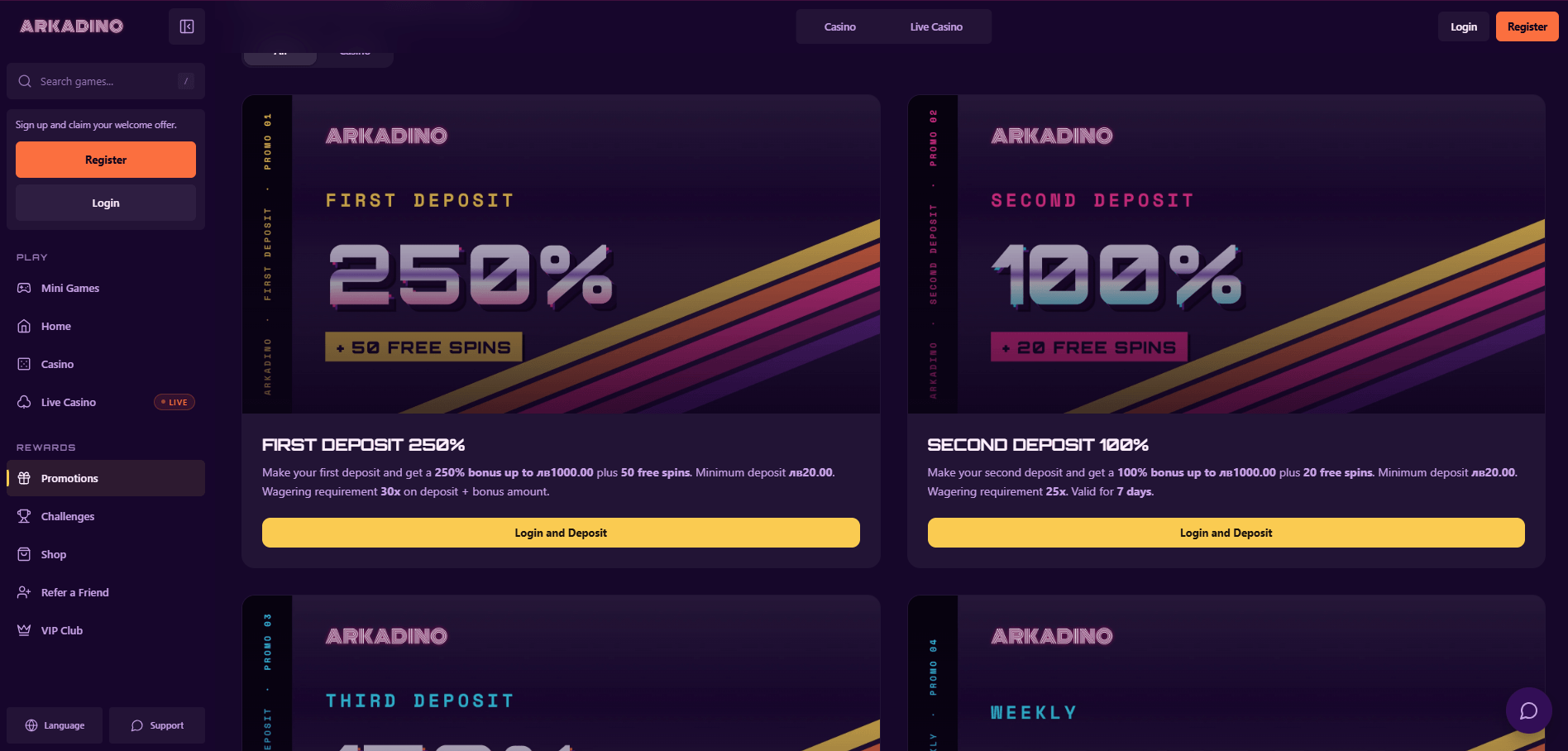Arkadino Casino Promotions