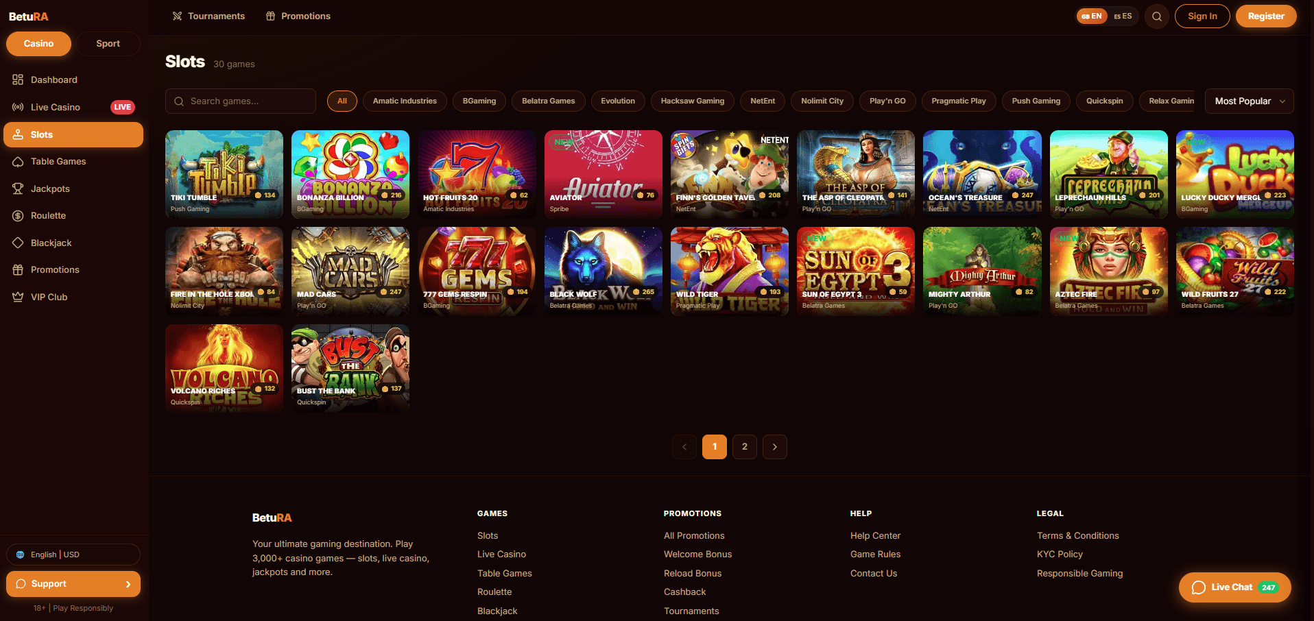 BetuRa Casino Games