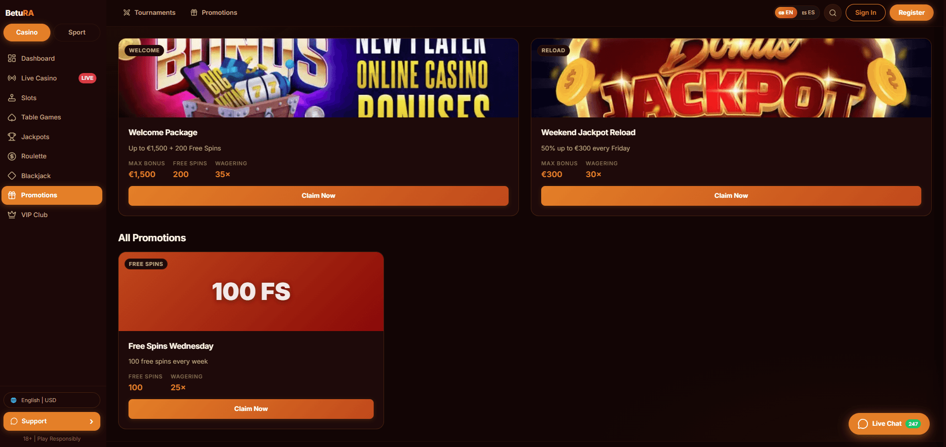 BetuRa Casino Promotions