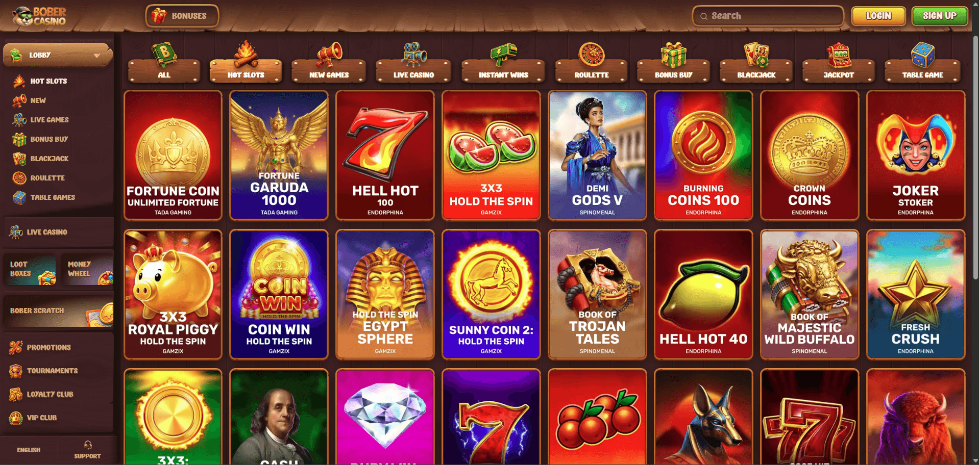 Bober Casino Games