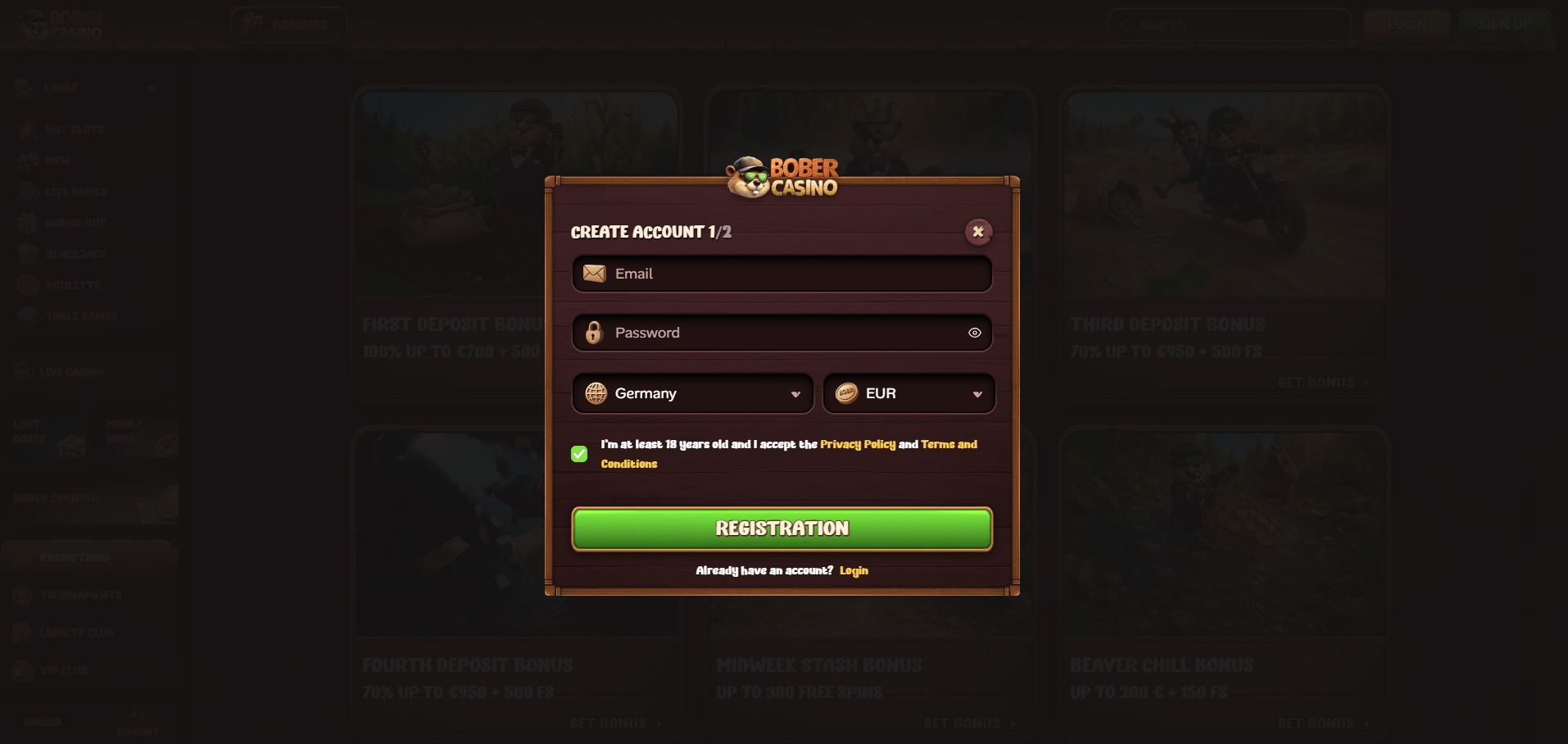 Bober Casino Sign Up