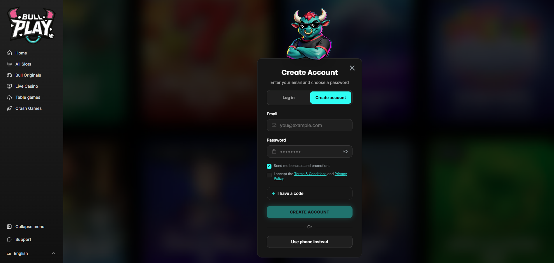 BullPlay Casino Sign Up