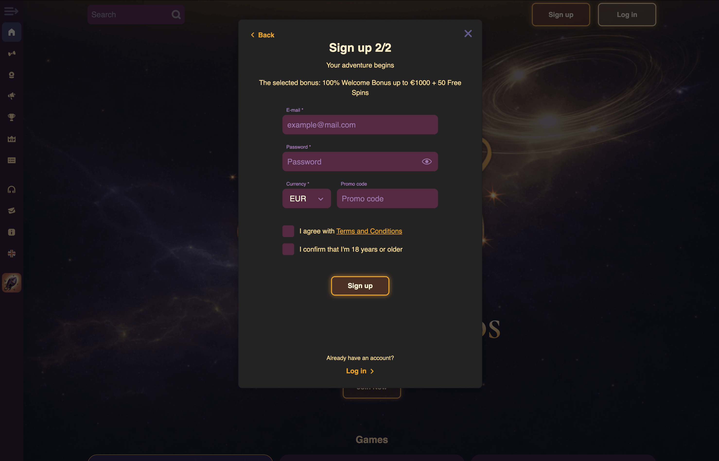 Cosmora Casino Sign Up