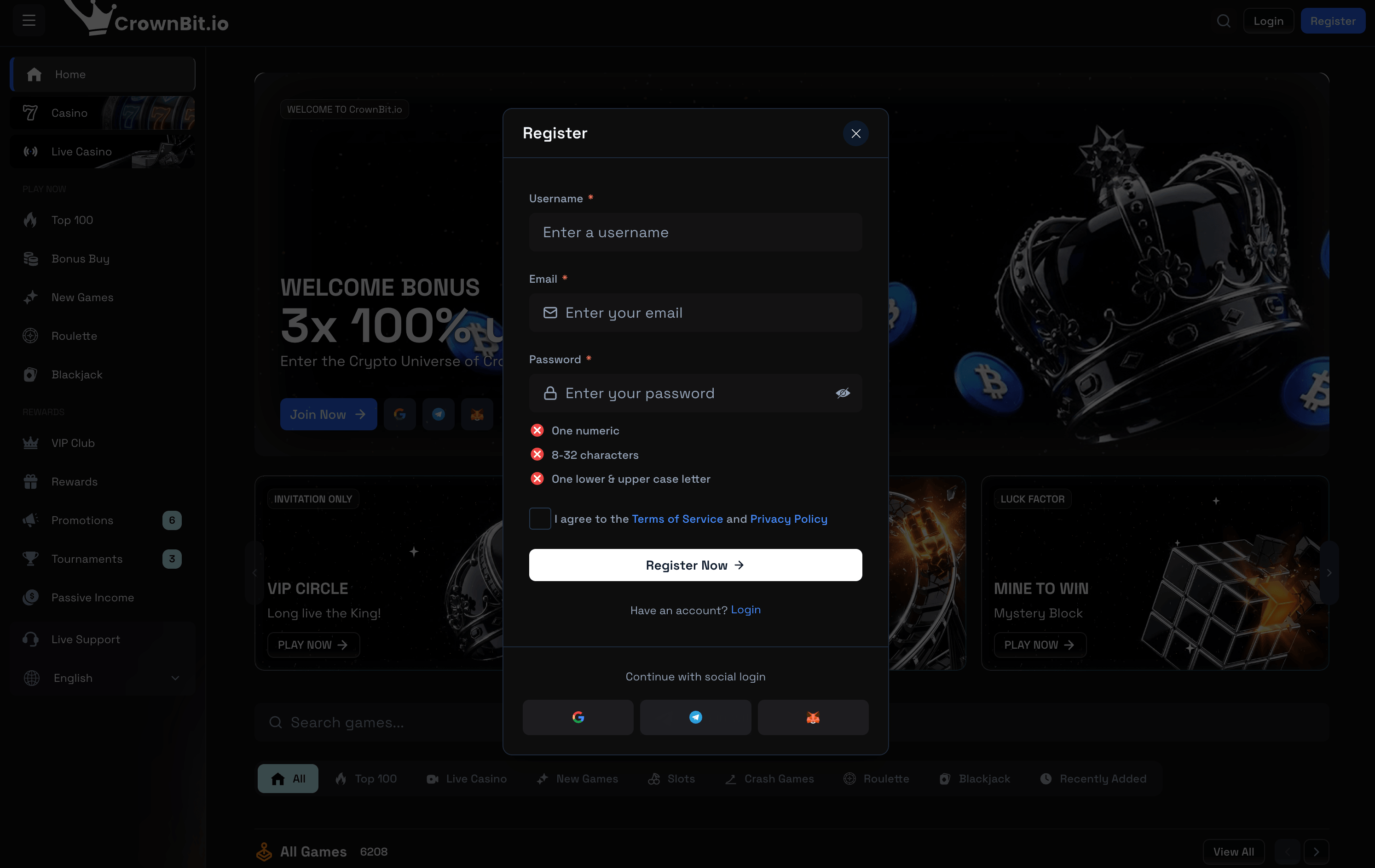 CrownBit Casino Sign Up