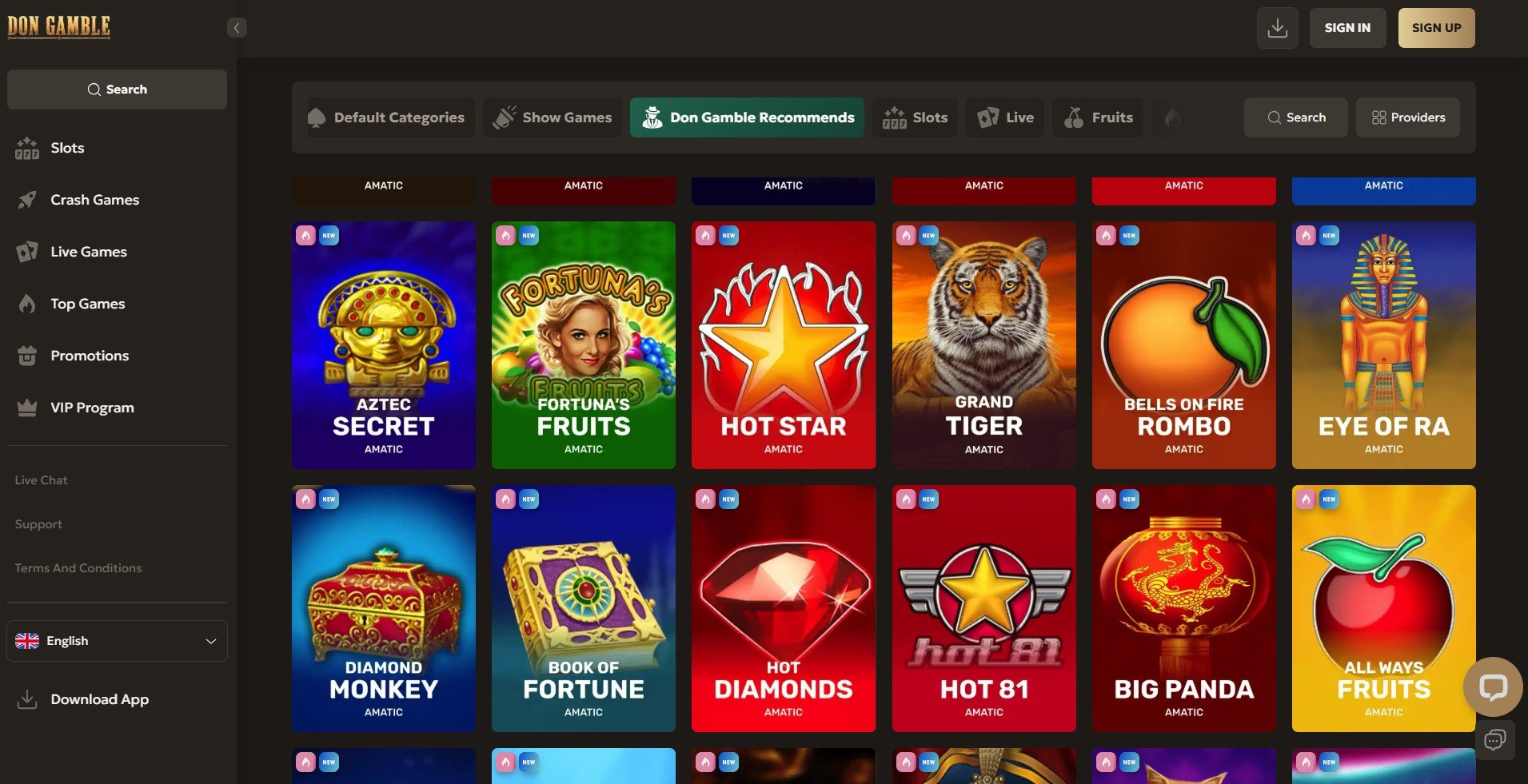 DonGamble Casino Games