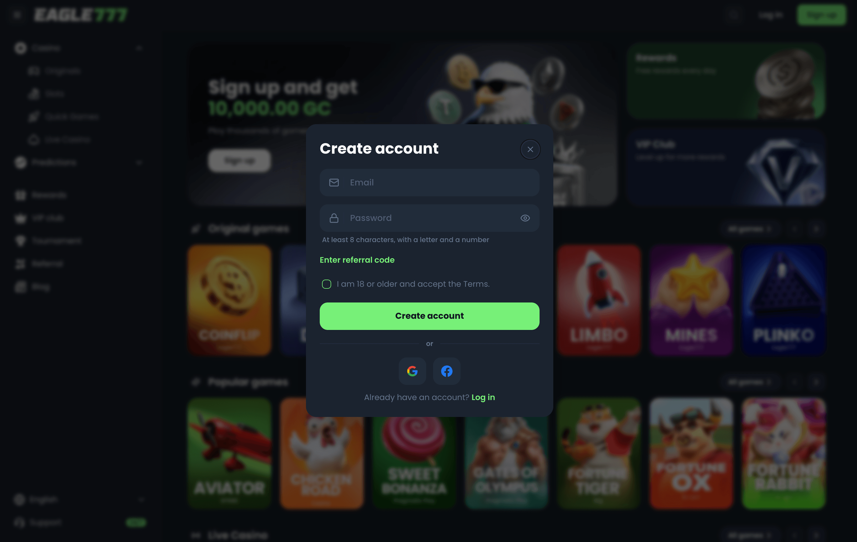 Eagle777 Casino Sign Up