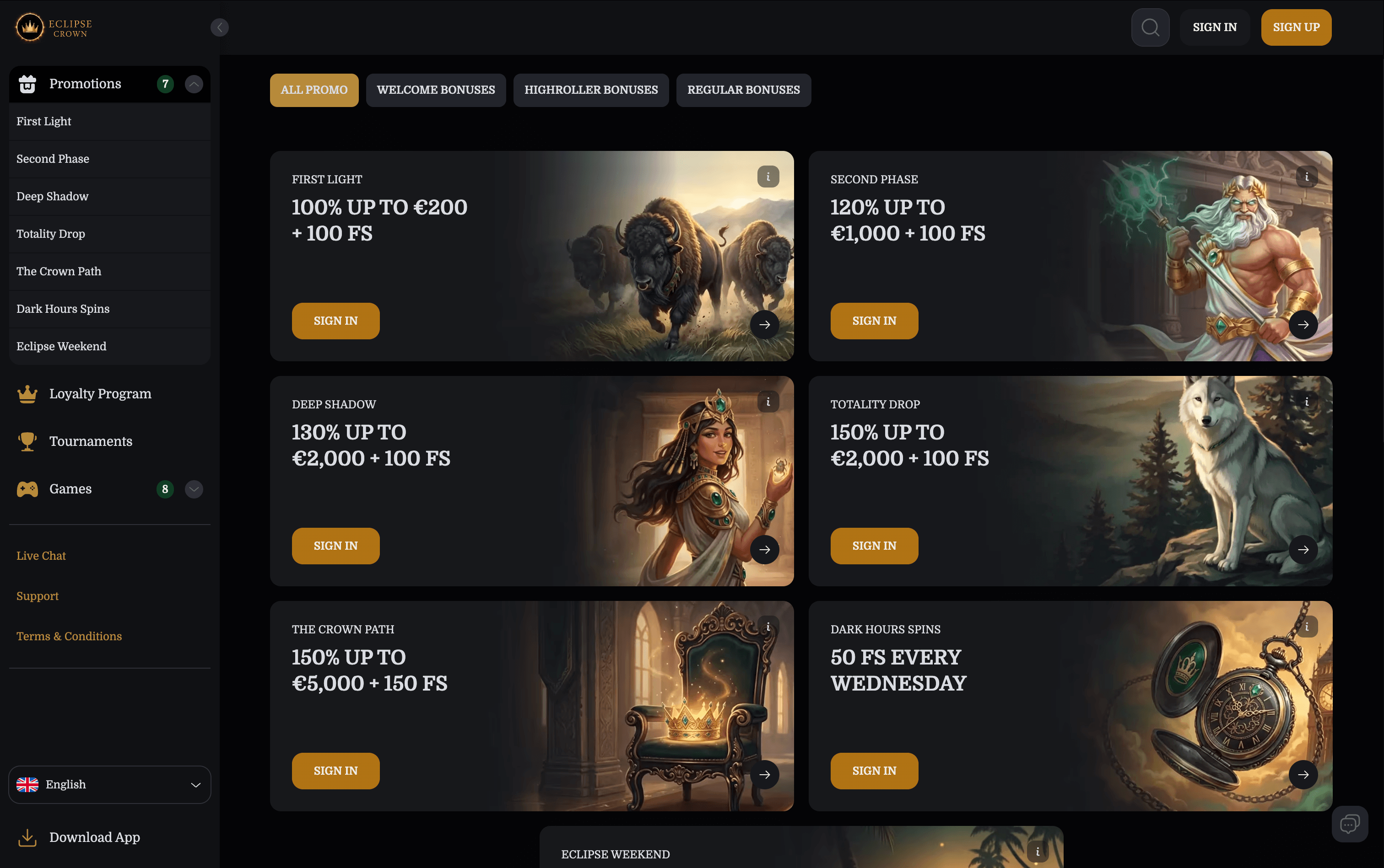 Eclipse Crown Casino Bonuses