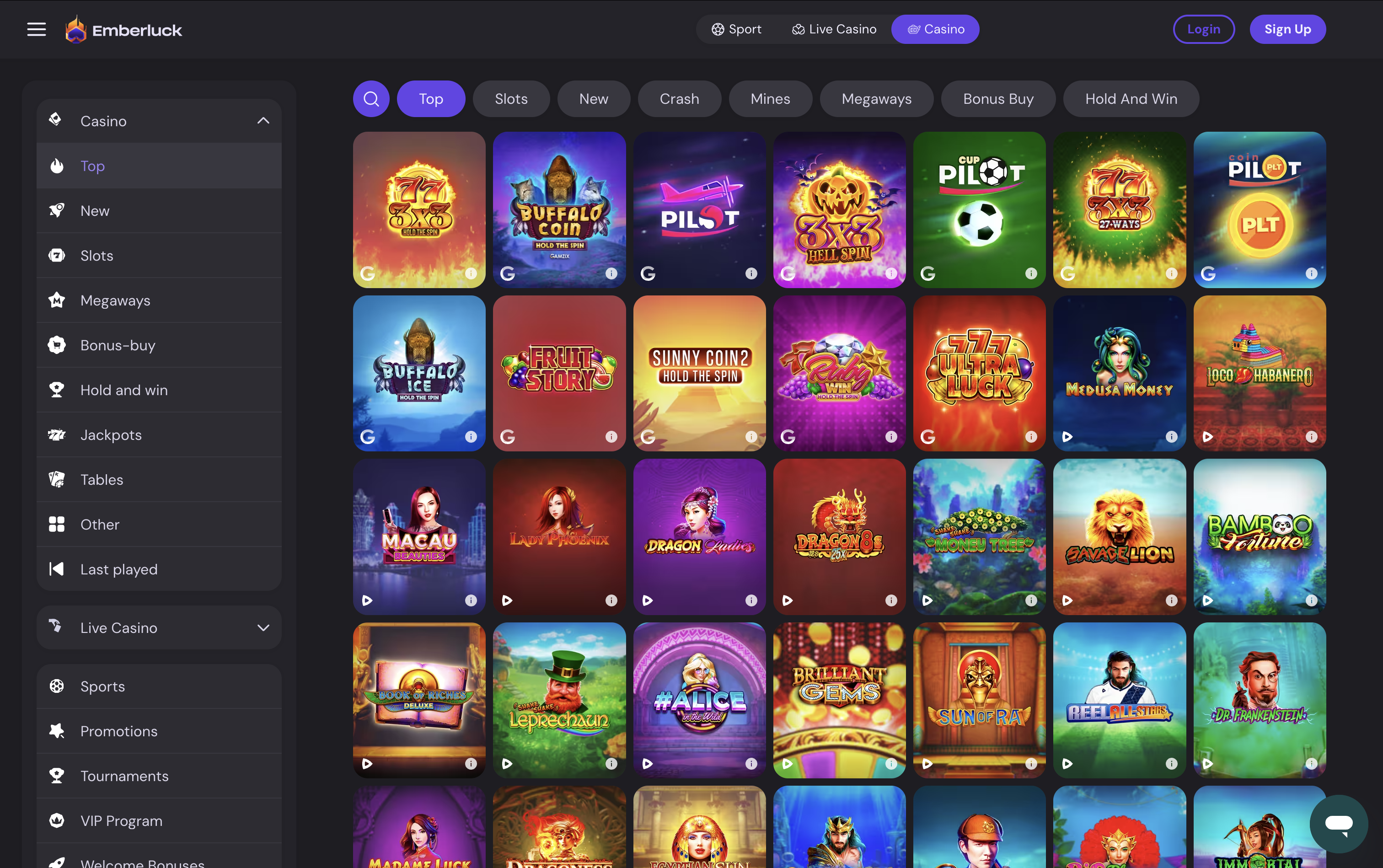 Emberluck Casino Games