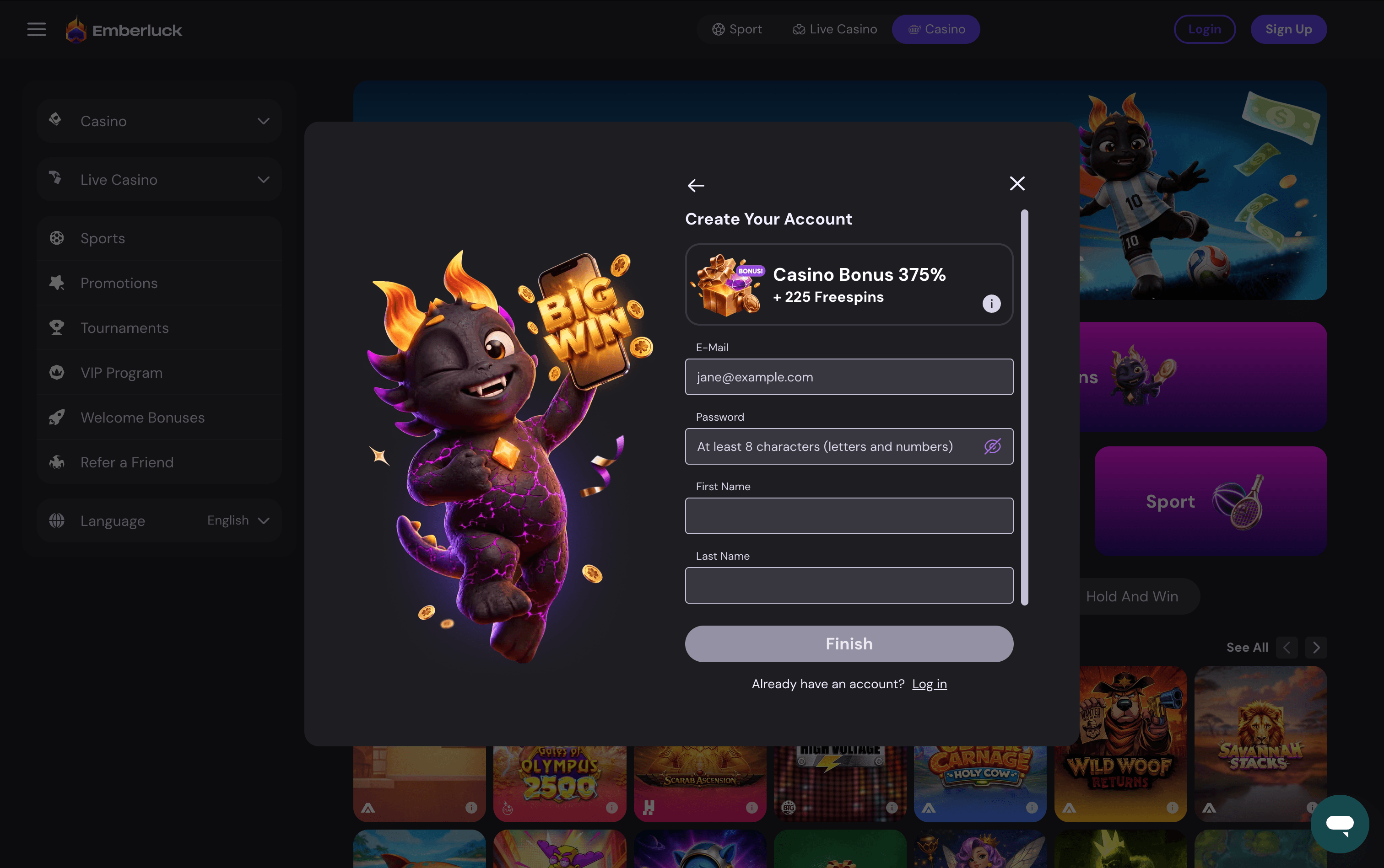 Emberluck Casino Sign Up