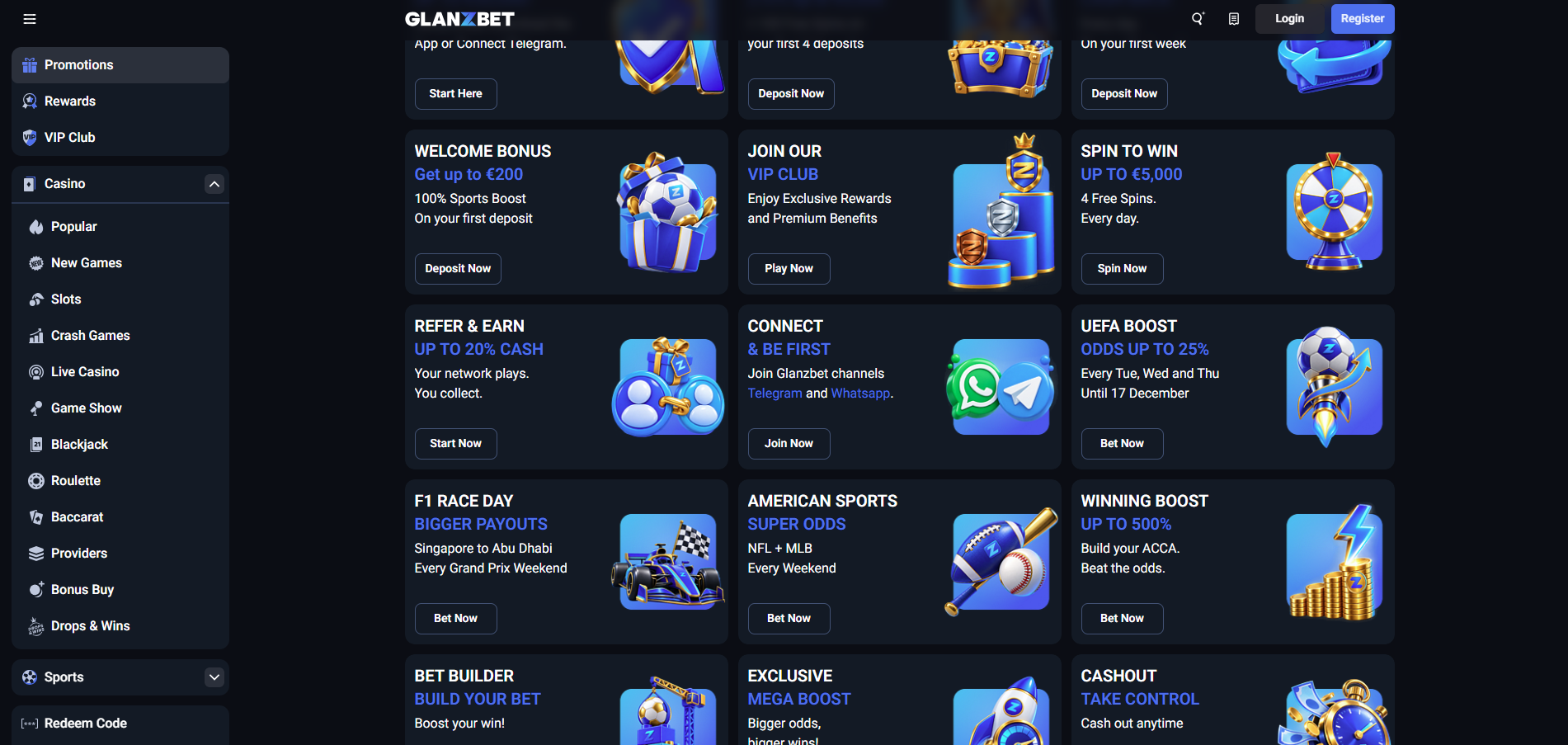 GlanzBet Casino Promotions