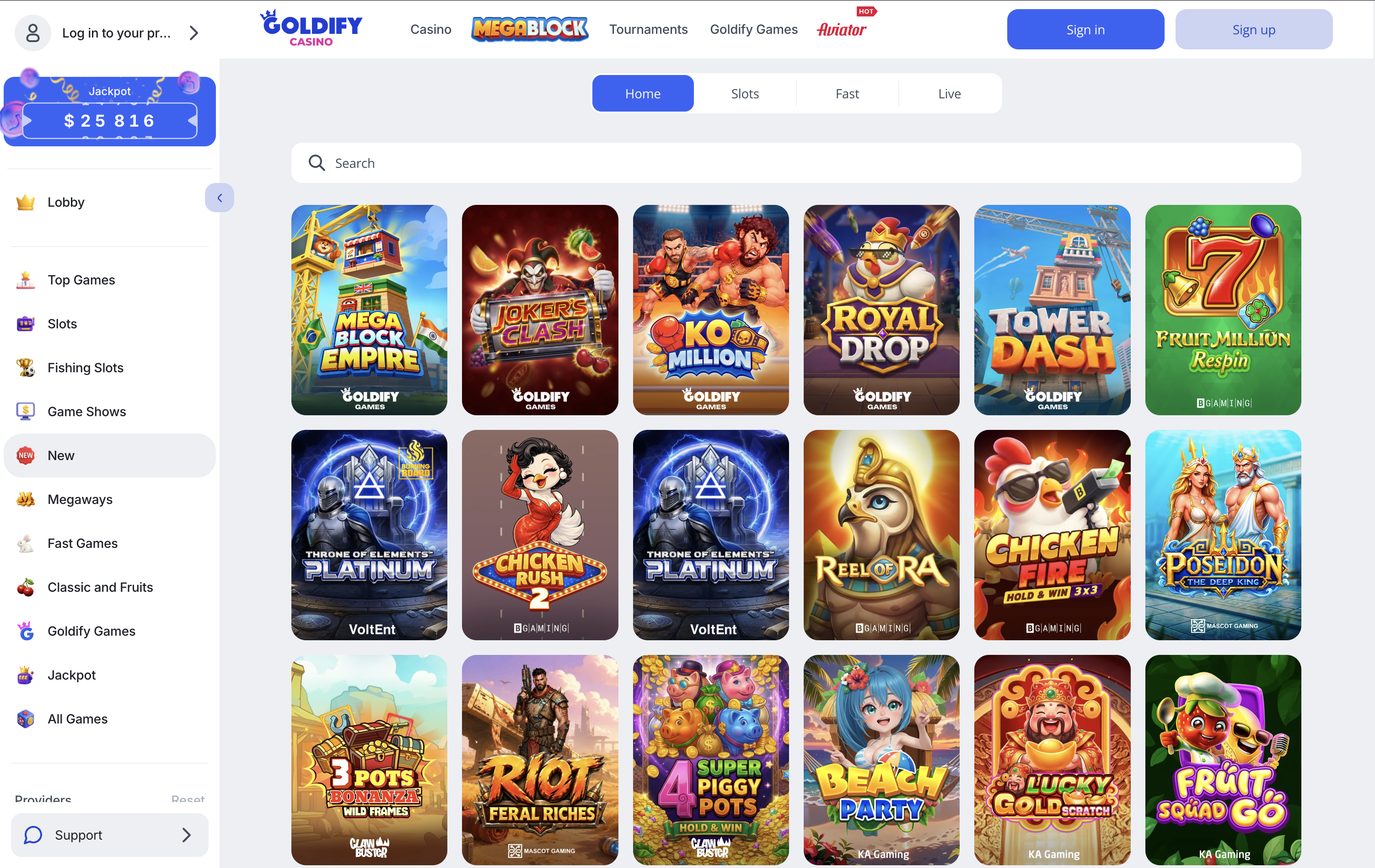 Goldify Casino Games