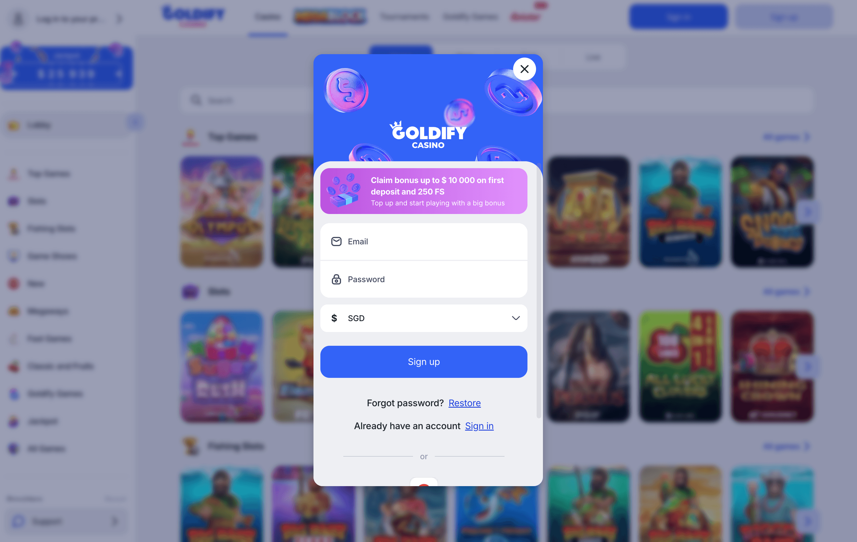 Goldify Casino Sign Up