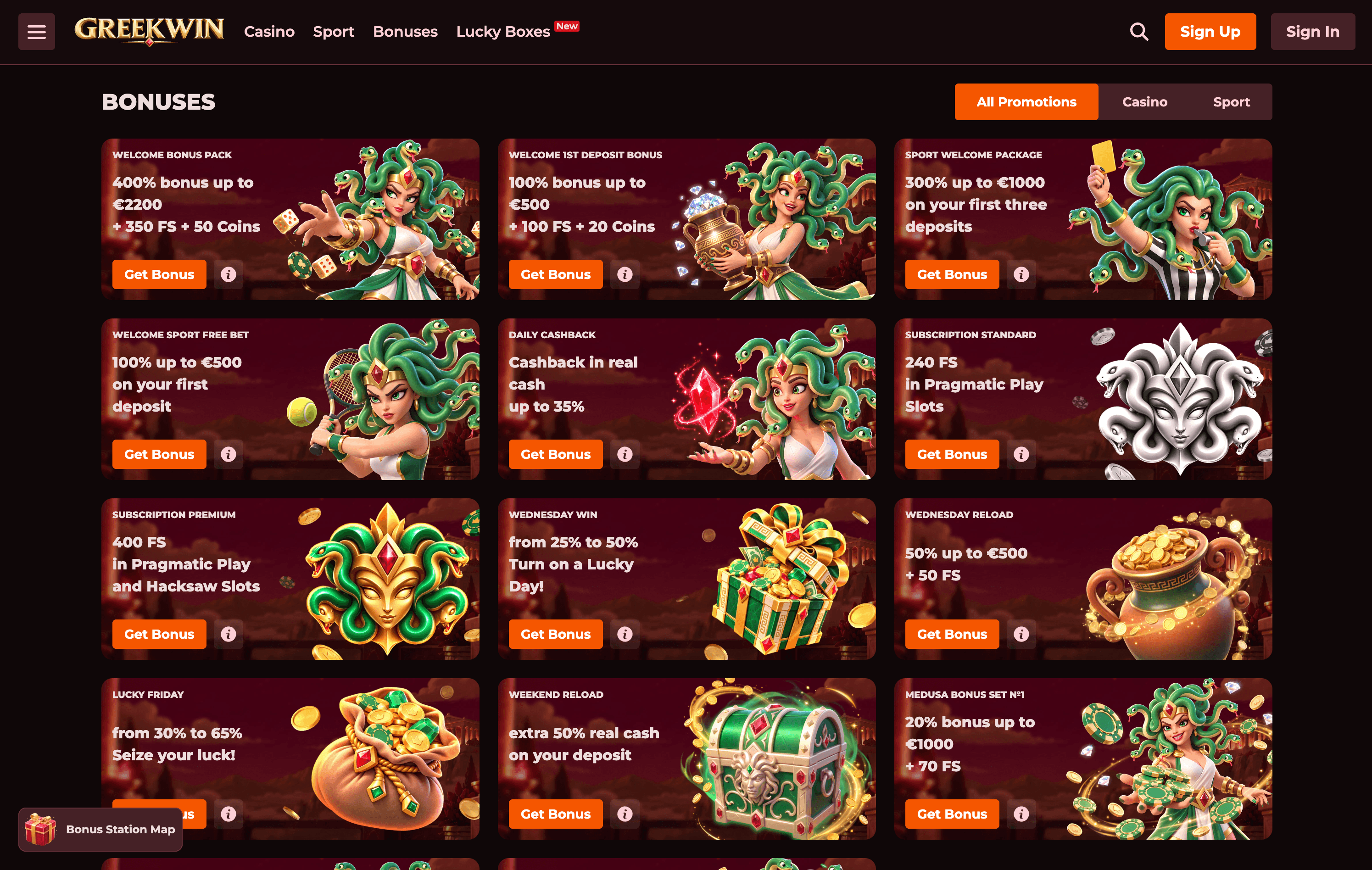GreekWin Casino Bonuses