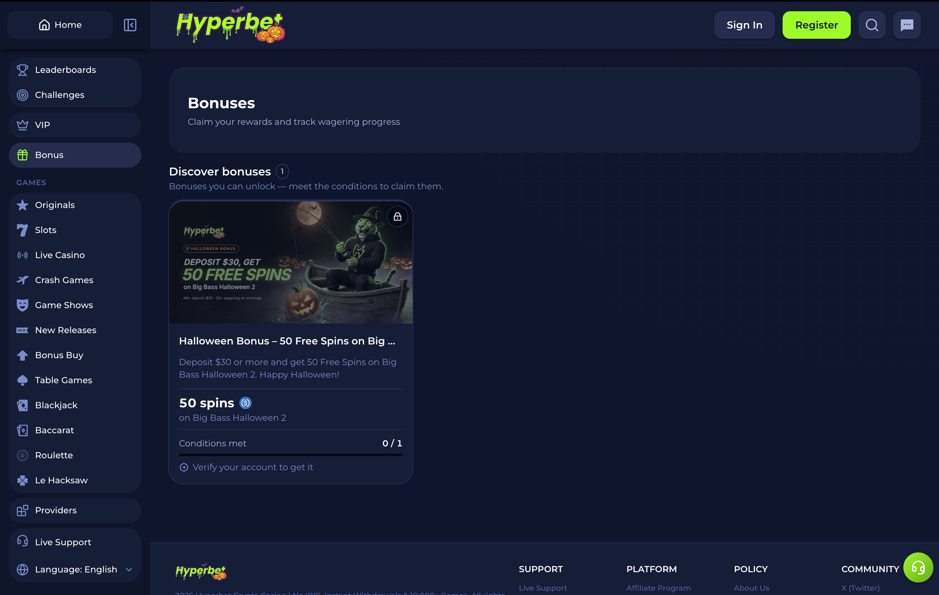 Hyperbet Casino Bonuses