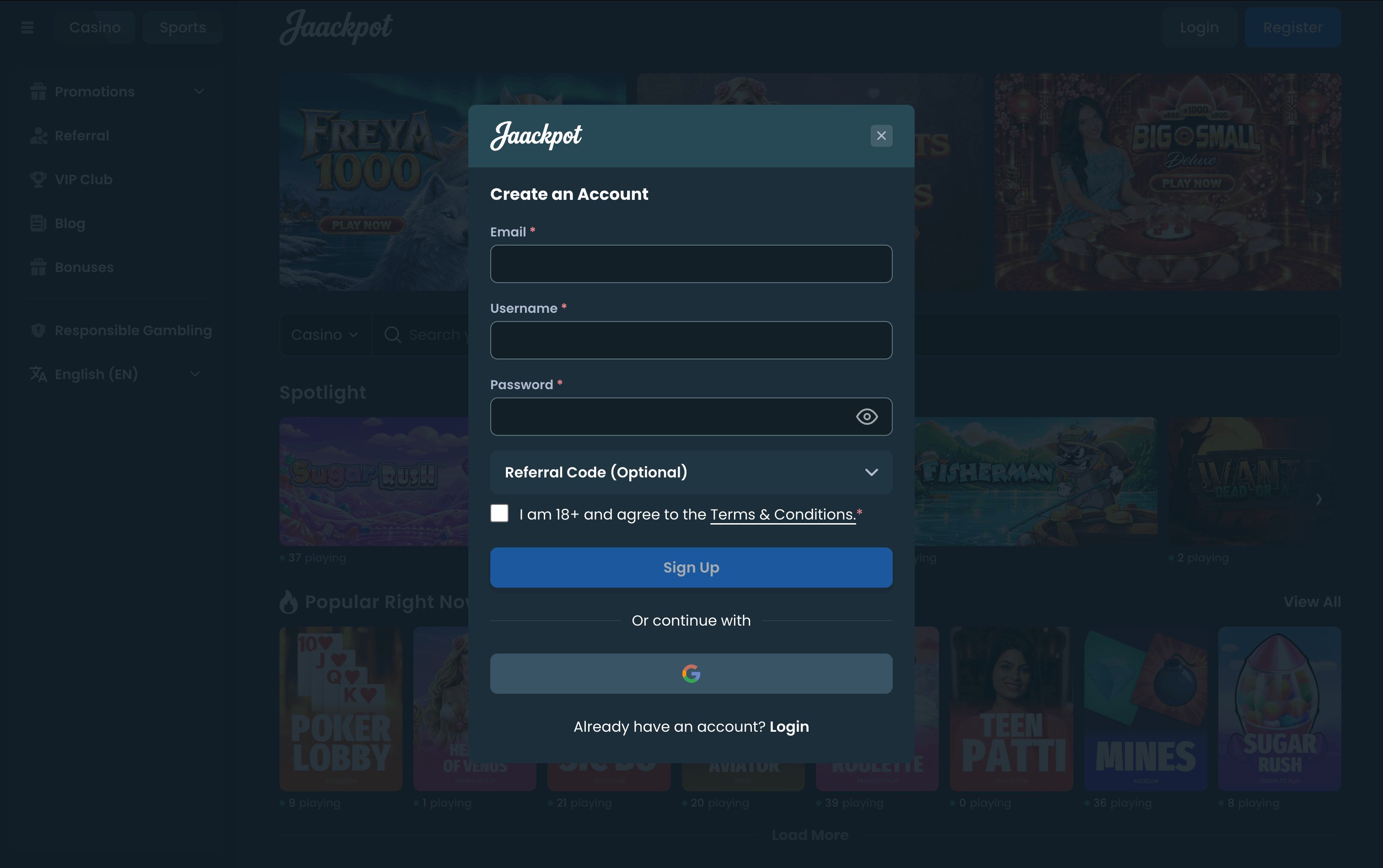 Jaackpot Casino Sign Up