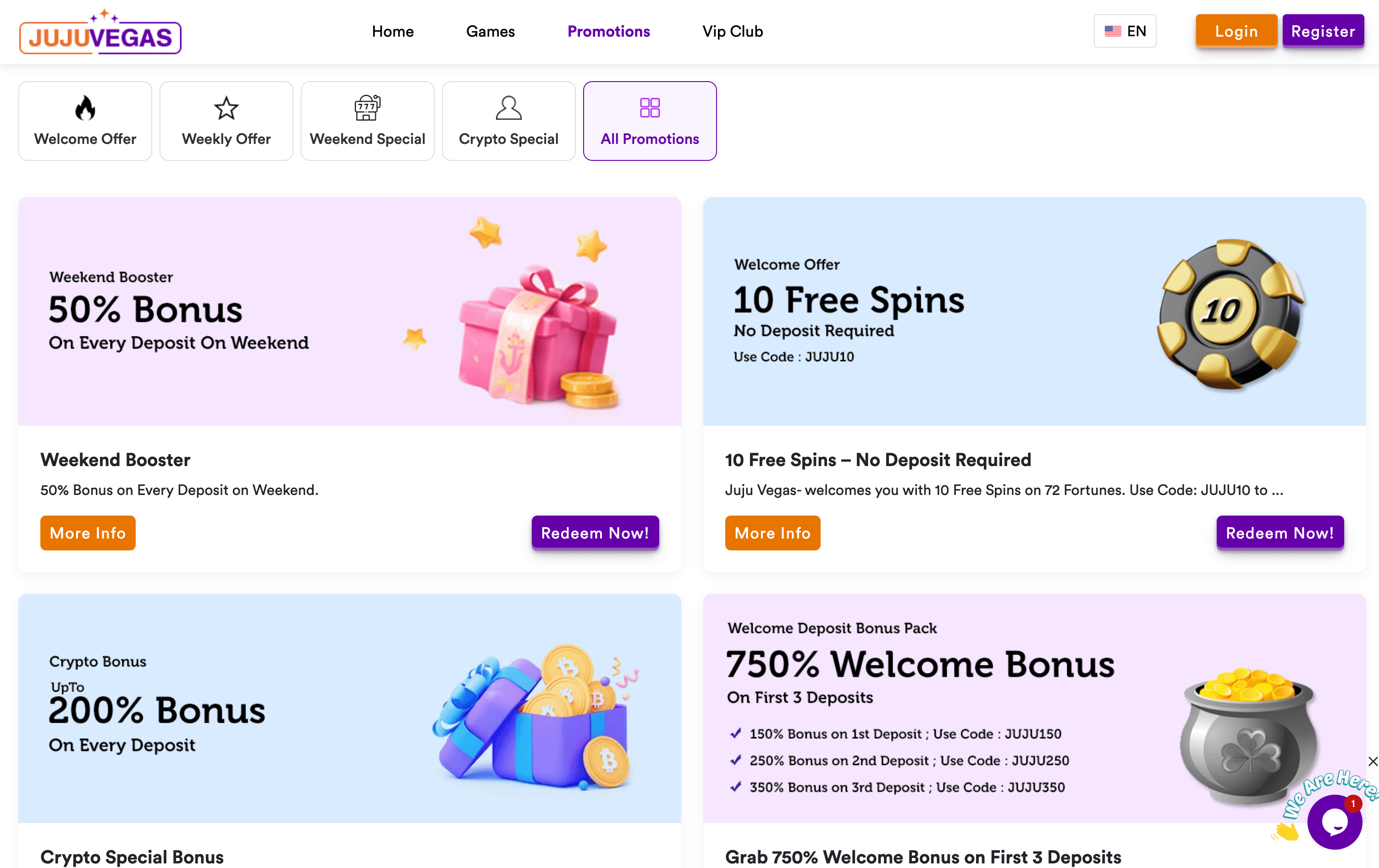 JujuVegas Casino Bounses