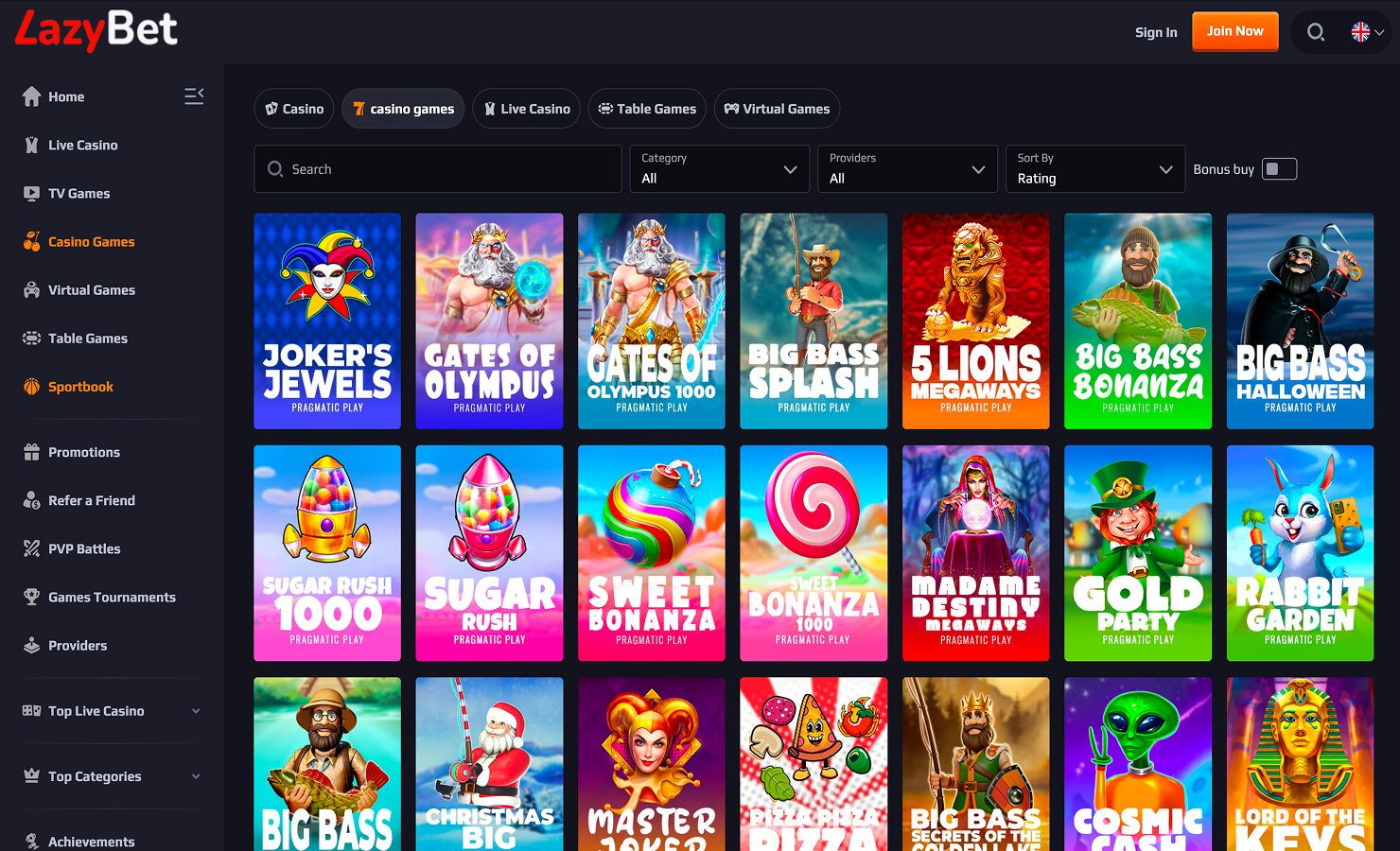 LazyBet Casino Games