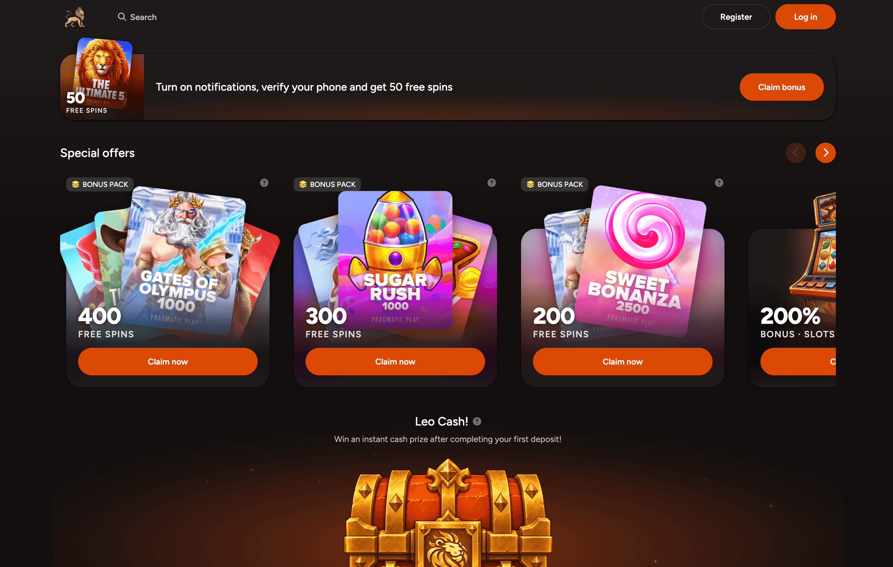 Leospins Casino Lobby