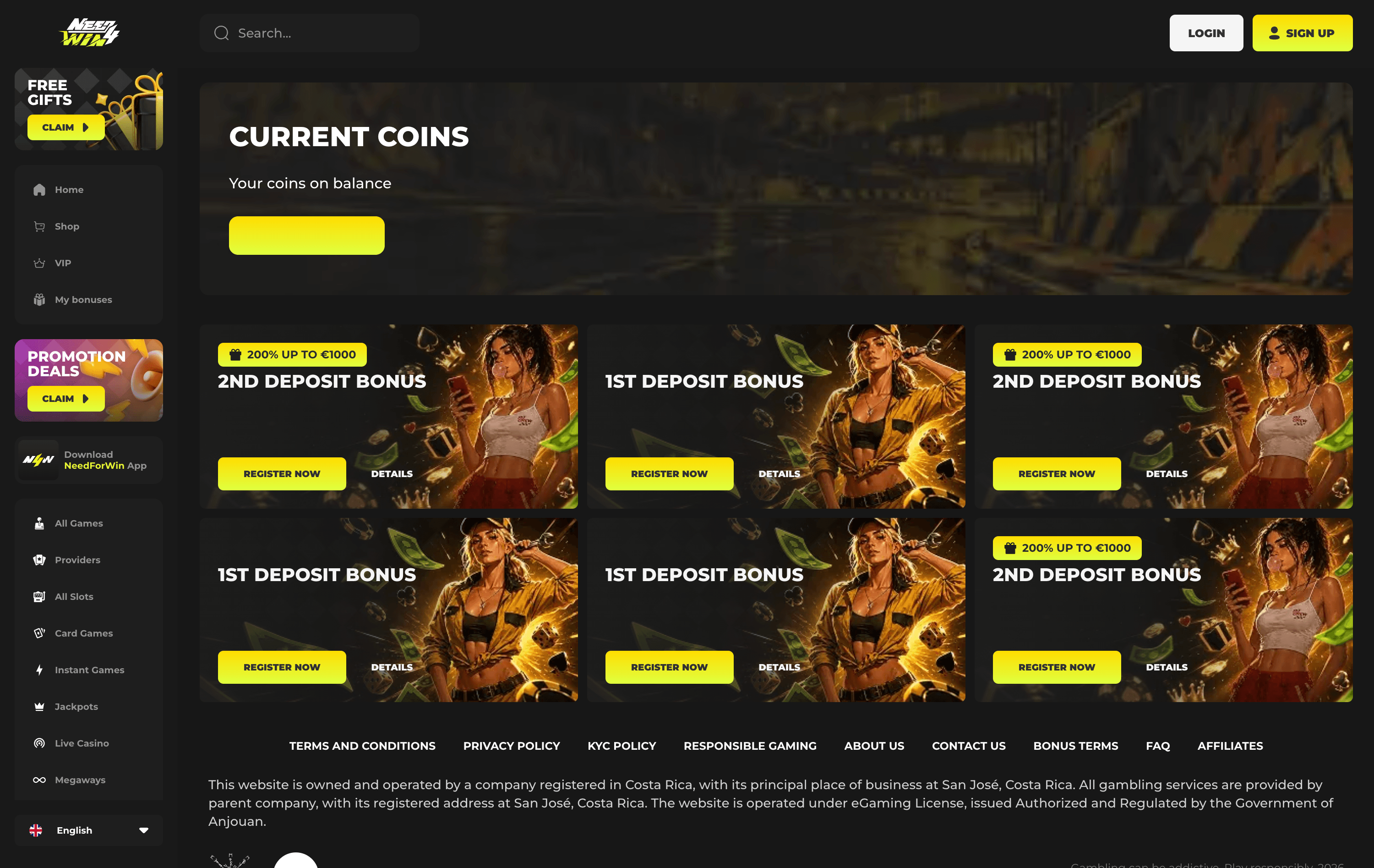 Need4Win Casino Bonuses