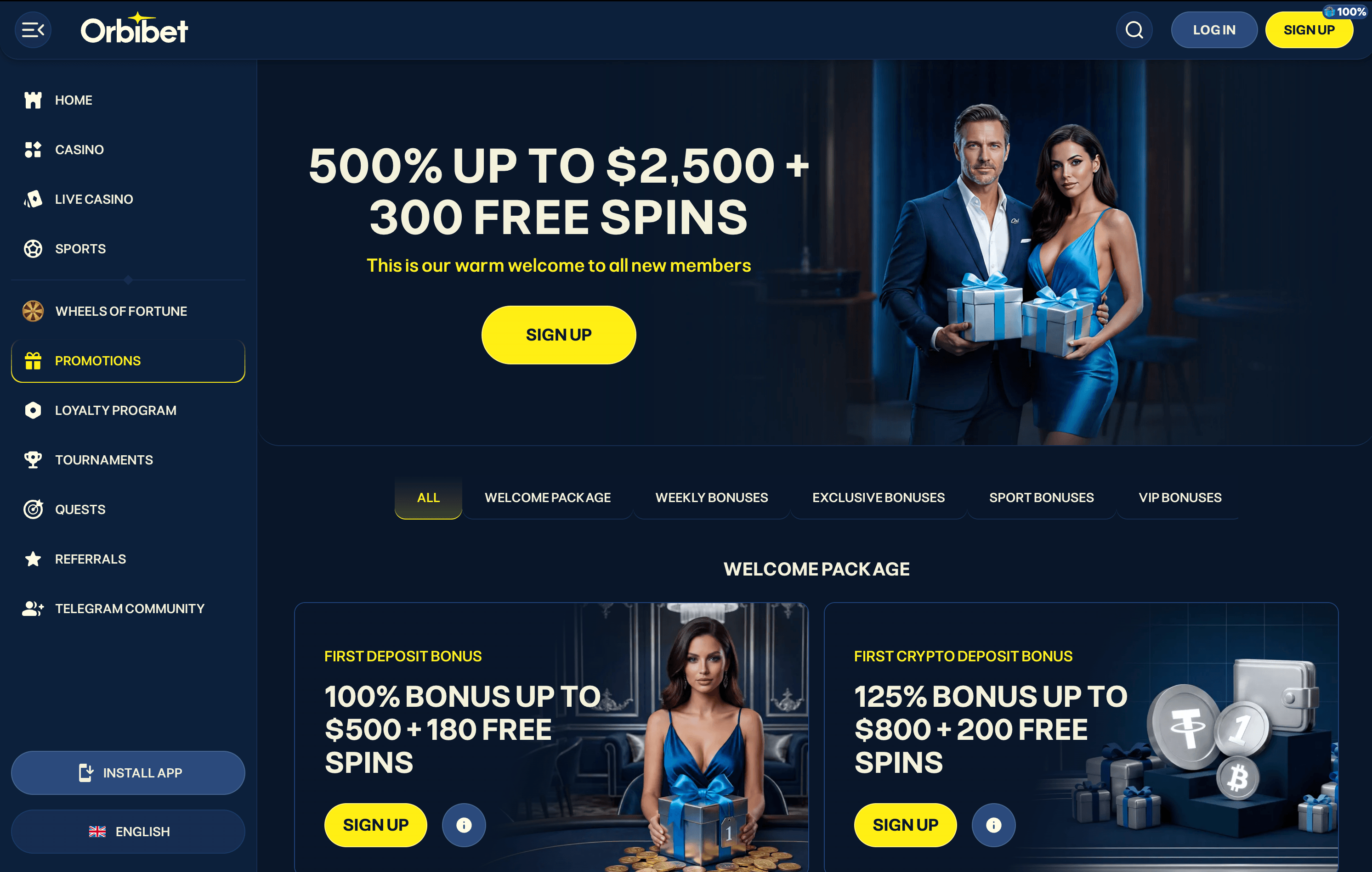OrbiBet Casino Bonuses