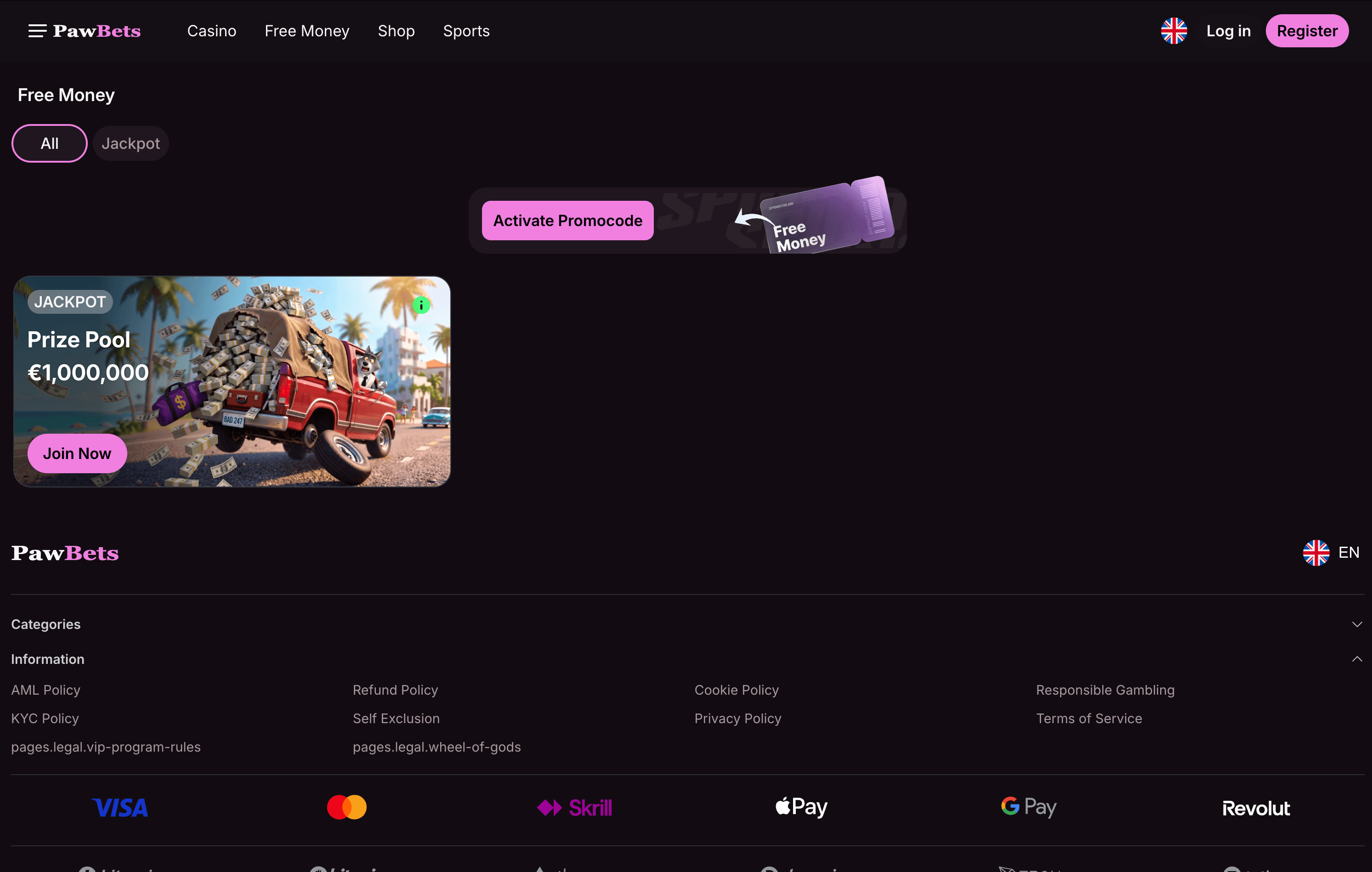 Pawbets Casino Bonuses