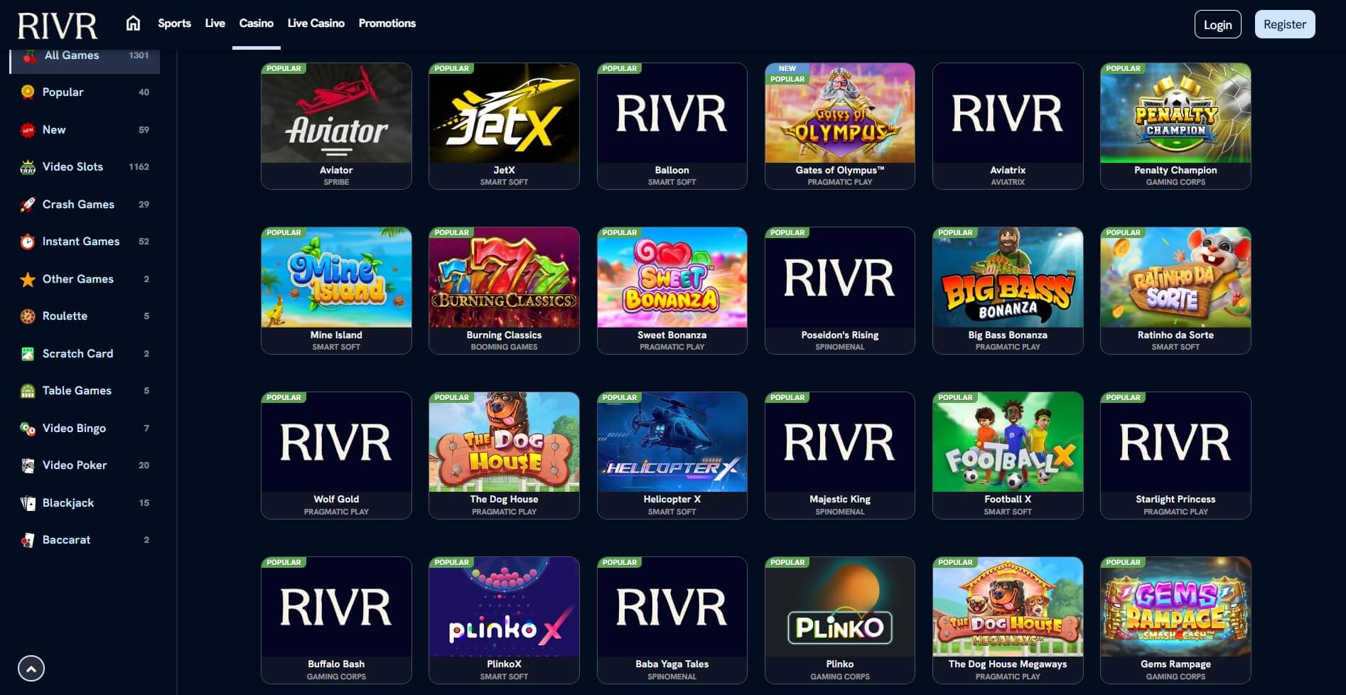 RIVR Casino Games