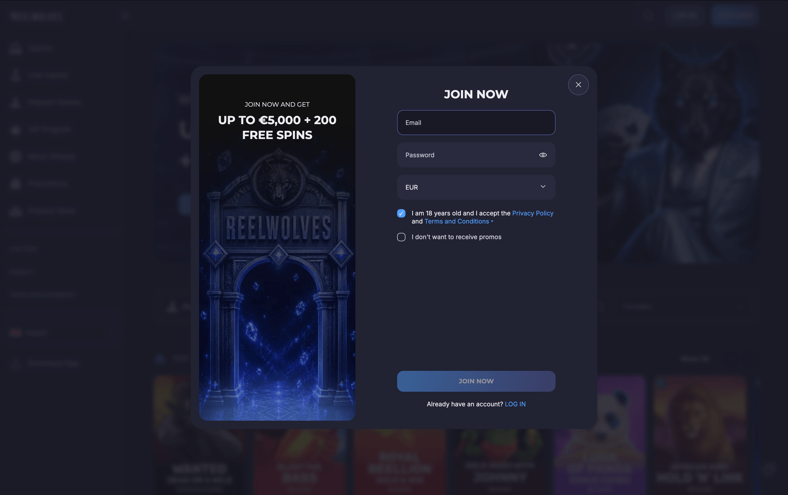 ReelWolves Casino Sign Up