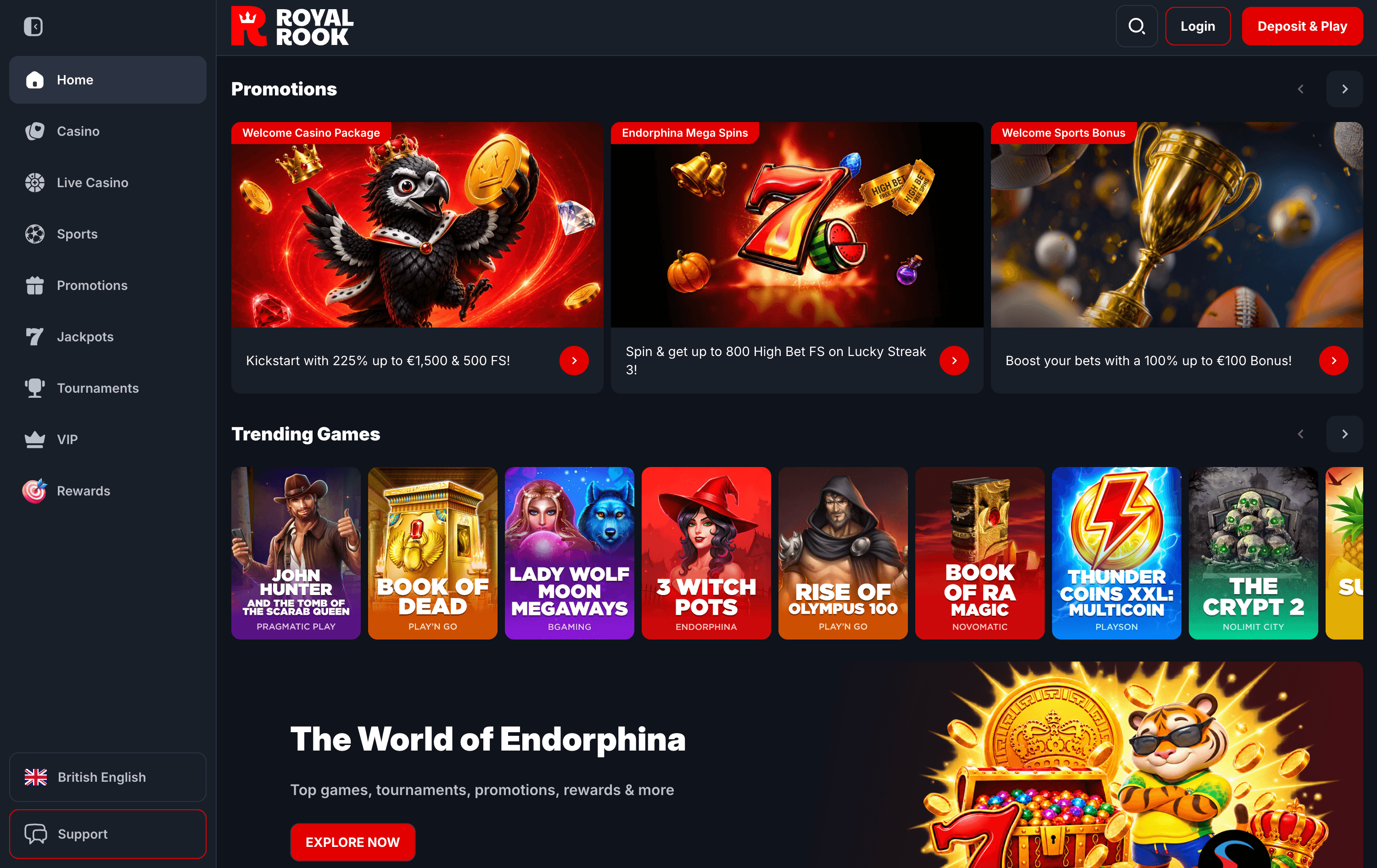 RoyalRook Casino Lobby