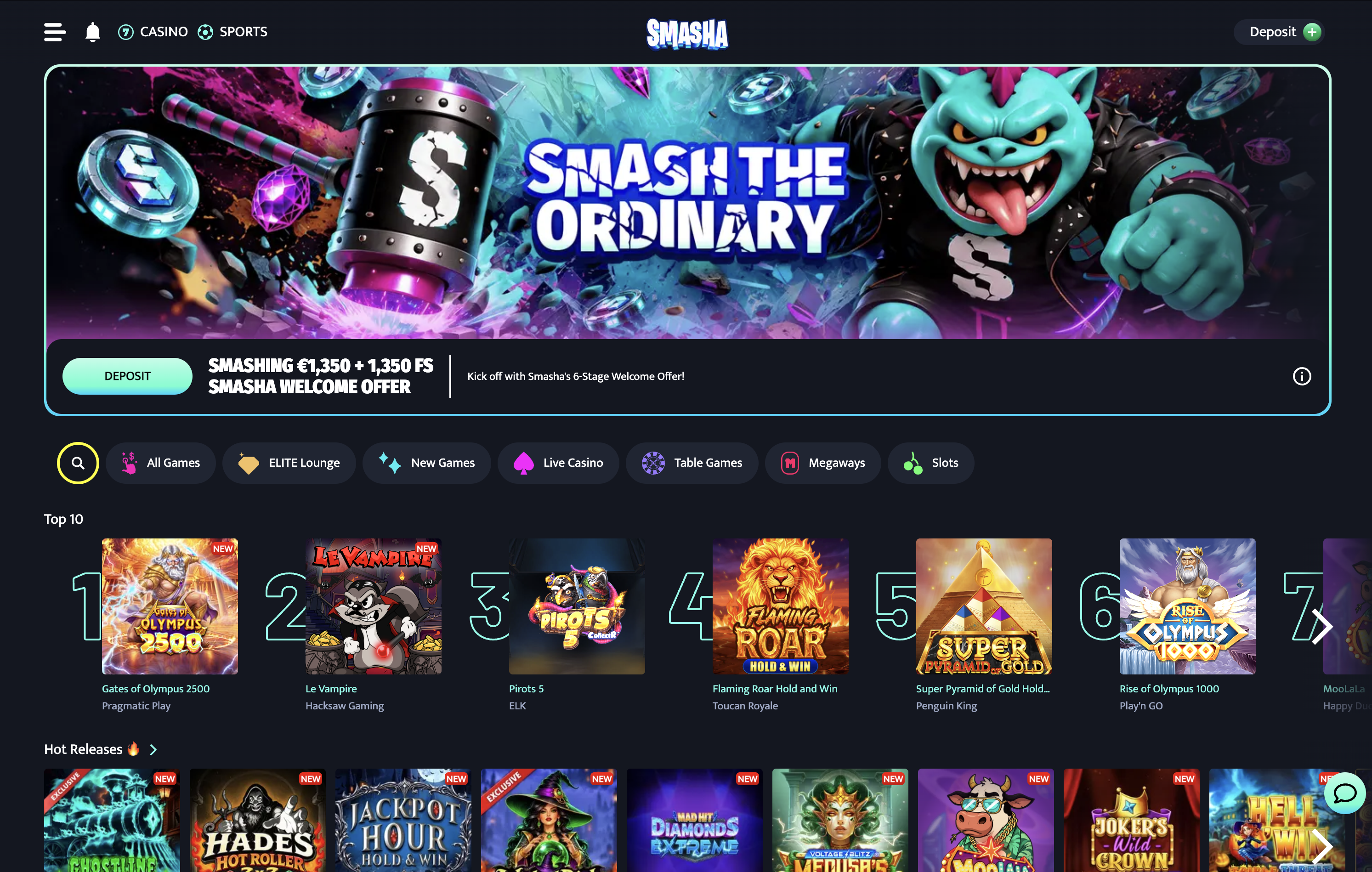 Smasha Casino Lobby