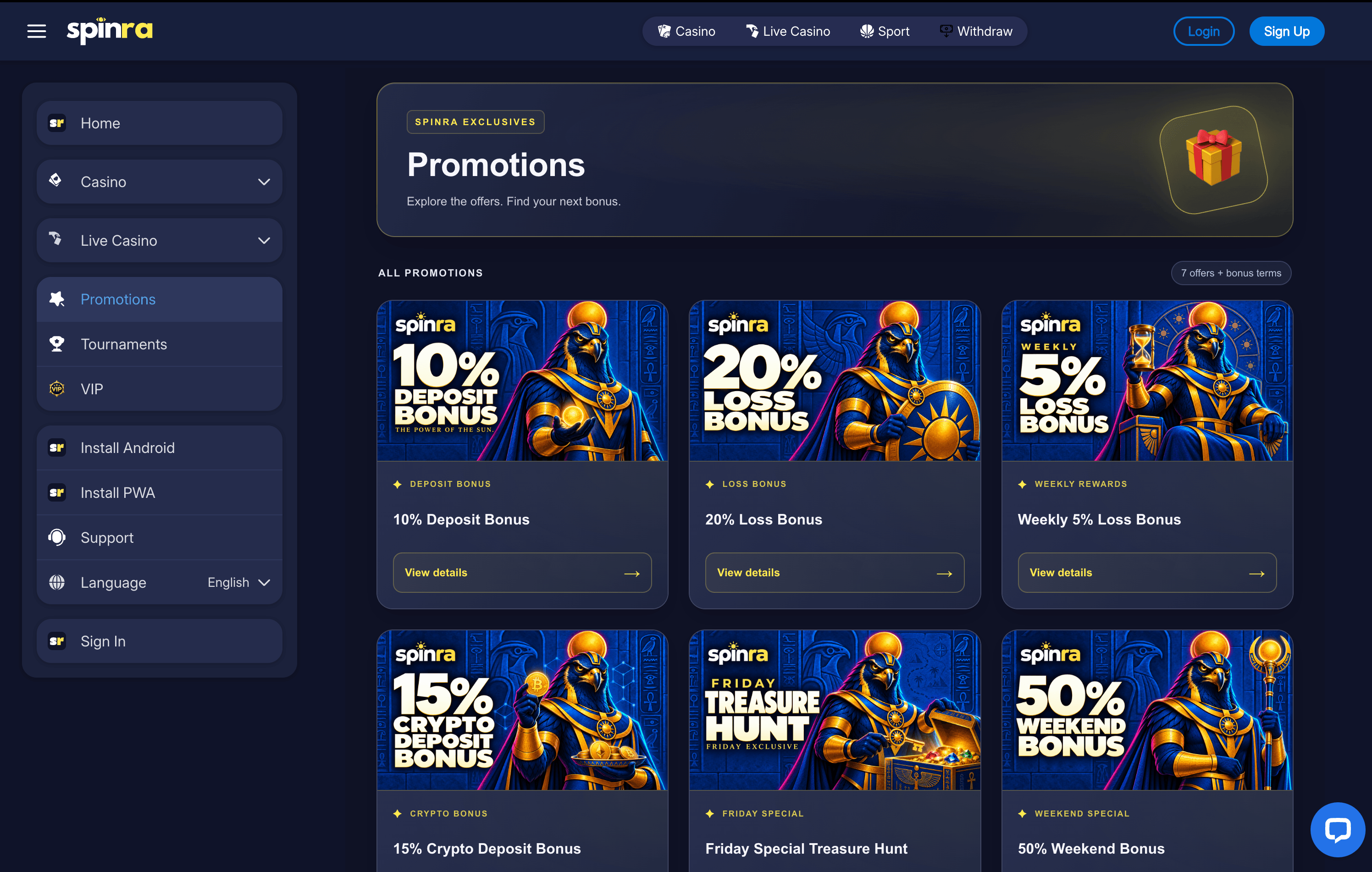 Spinra Casino Bonuses