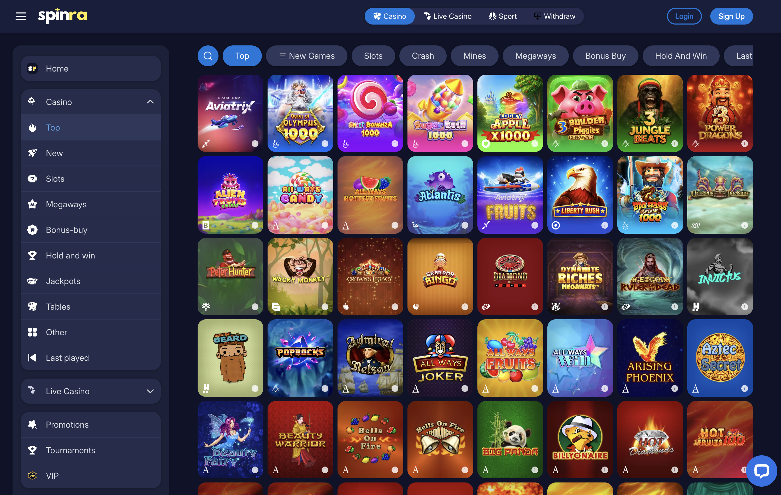Spinra Casino Games